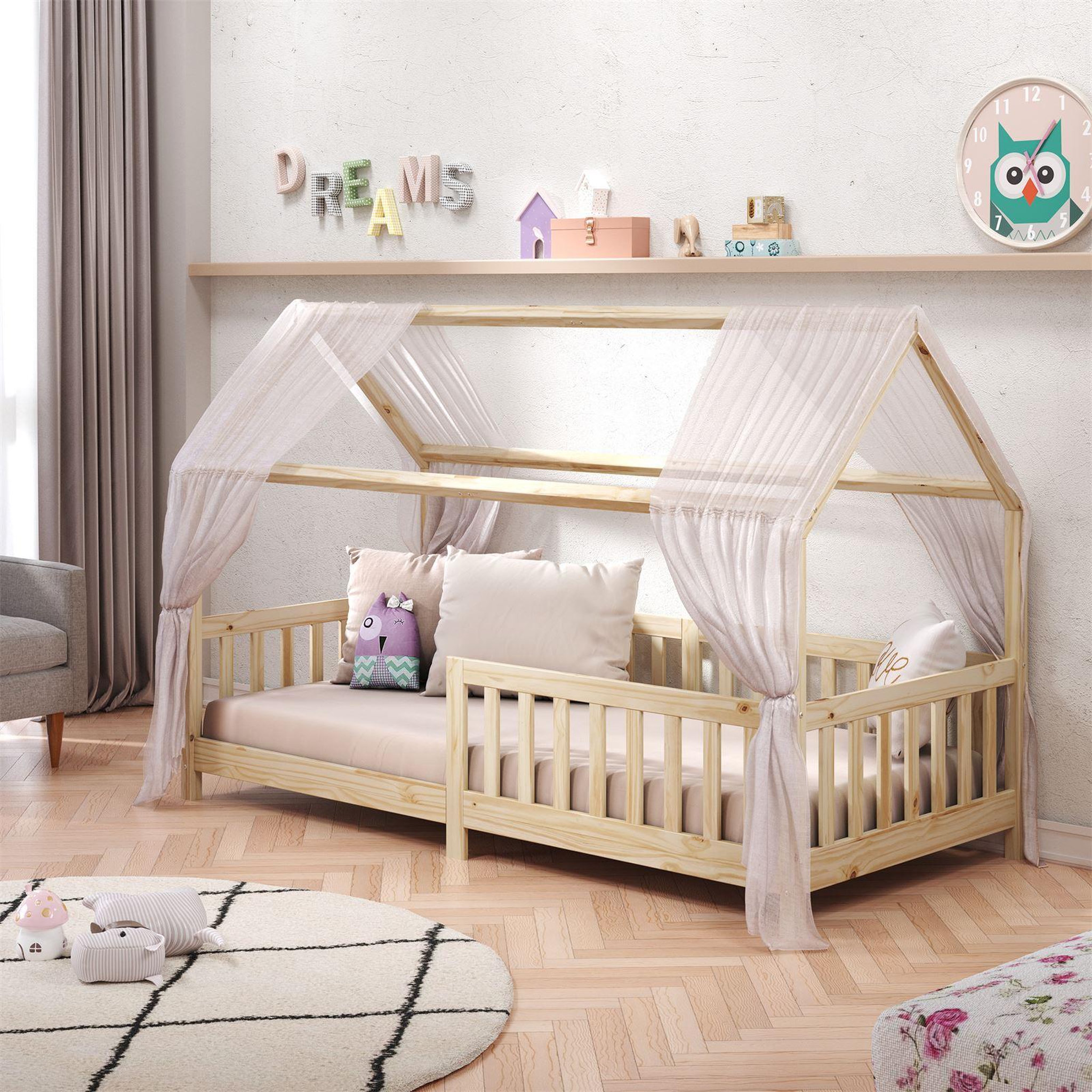 Voir la diapositive 2 : IDIMEX Lit cabane nina 90 x 190 cm, en pin massif