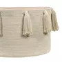 Lorena Canals Panier de rangement en coton tressé beige avec pompons 30 x 45 x 45 cm