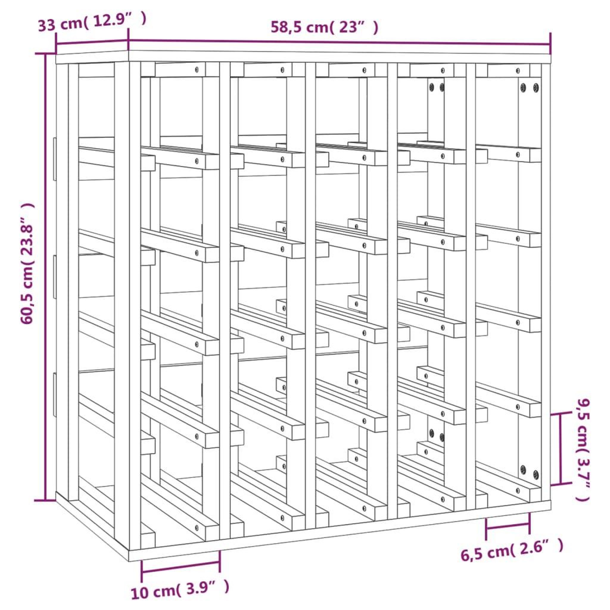 Voir la diapositive 6 : VIDAXL Casier a vin 58,5x33x60,5 cm Bois de pin massif
