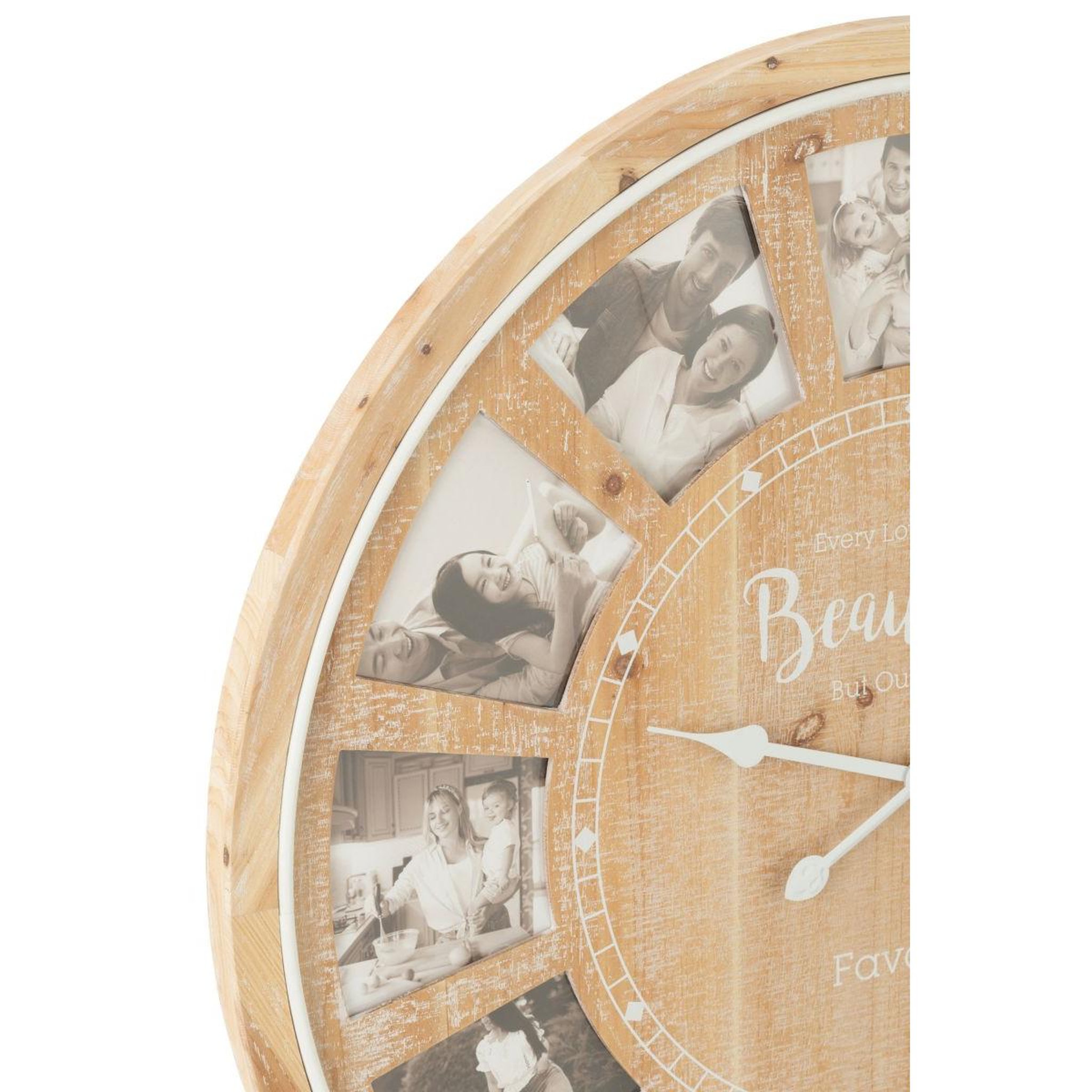 Voir la diapositive 2 : J-LINE Horloge murale 12 photos  beautiful  80cm naturel