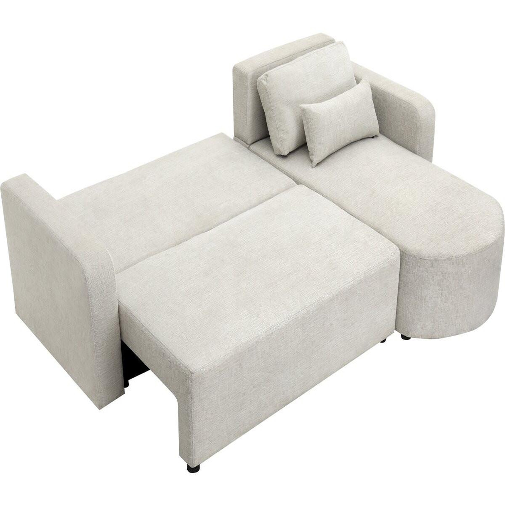 Voir la diapositive 3 : Habitat et Jardin Canapé d'angle convertible/réversible en tissu  charles  - 3 places - beige