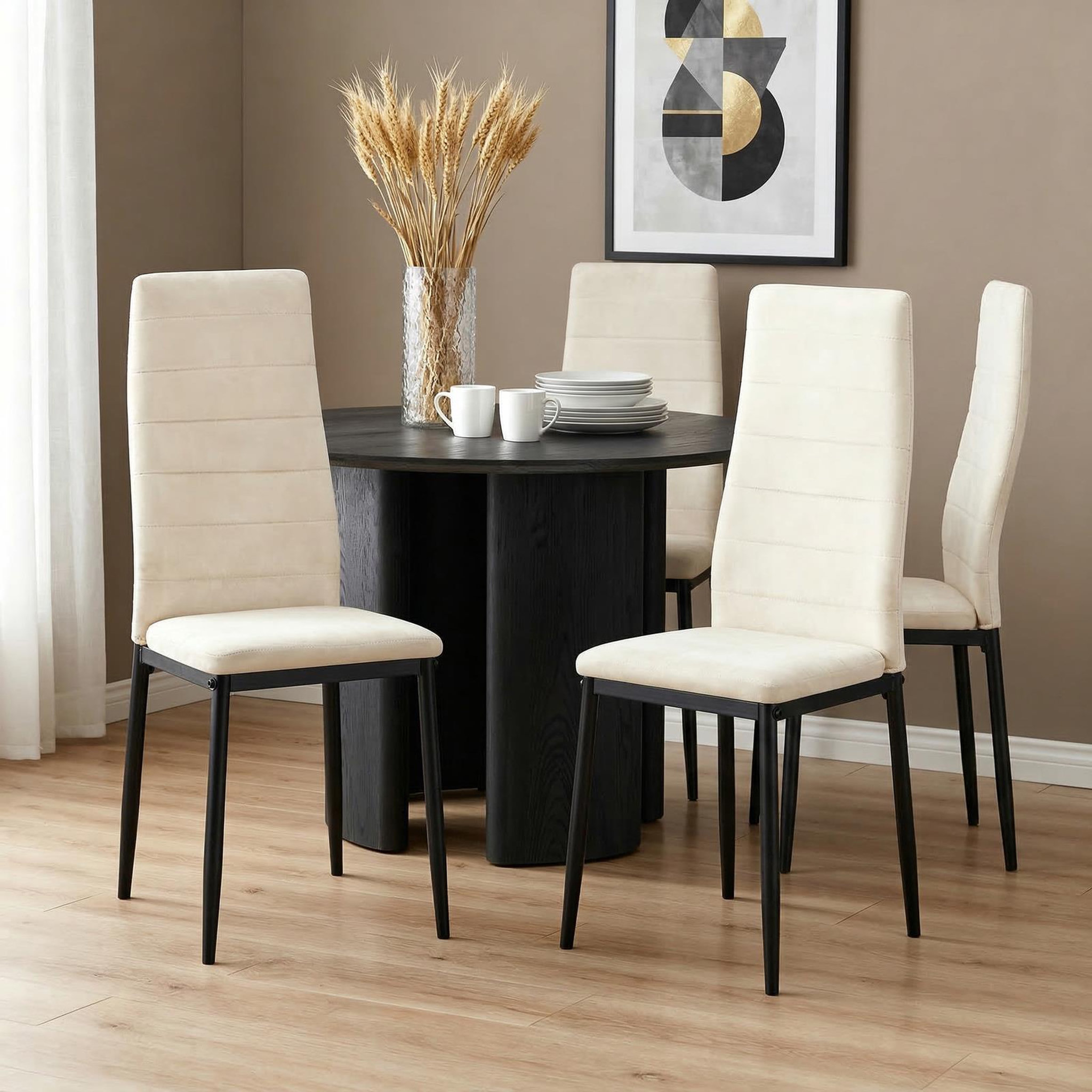 Voir la diapositive 2 : IDIMEX Lot de 4 chaises LEDRO de salle à manger en velours