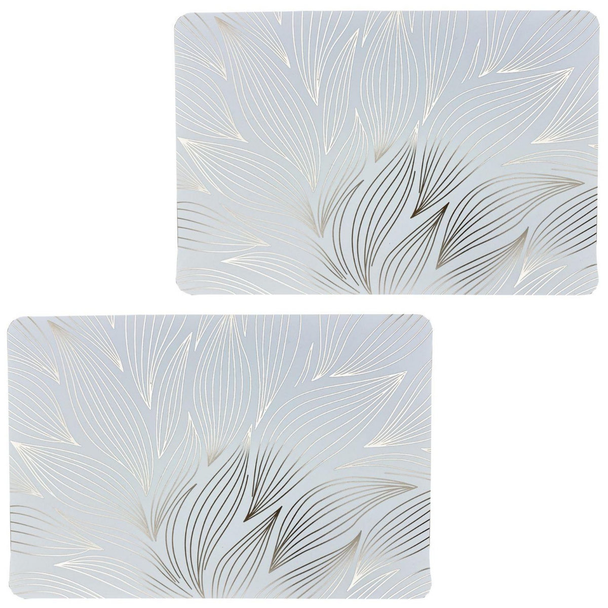 HABITABLE Lot de 2 sets de table motif feuillage avec encre métallique ZEYA - 30 x 45 cm - Or et blanc