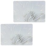 HABITABLE Lot de 2 sets de table motif feuillage avec encre métallique ZEYA - 30 x 45 cm - Or et blanc