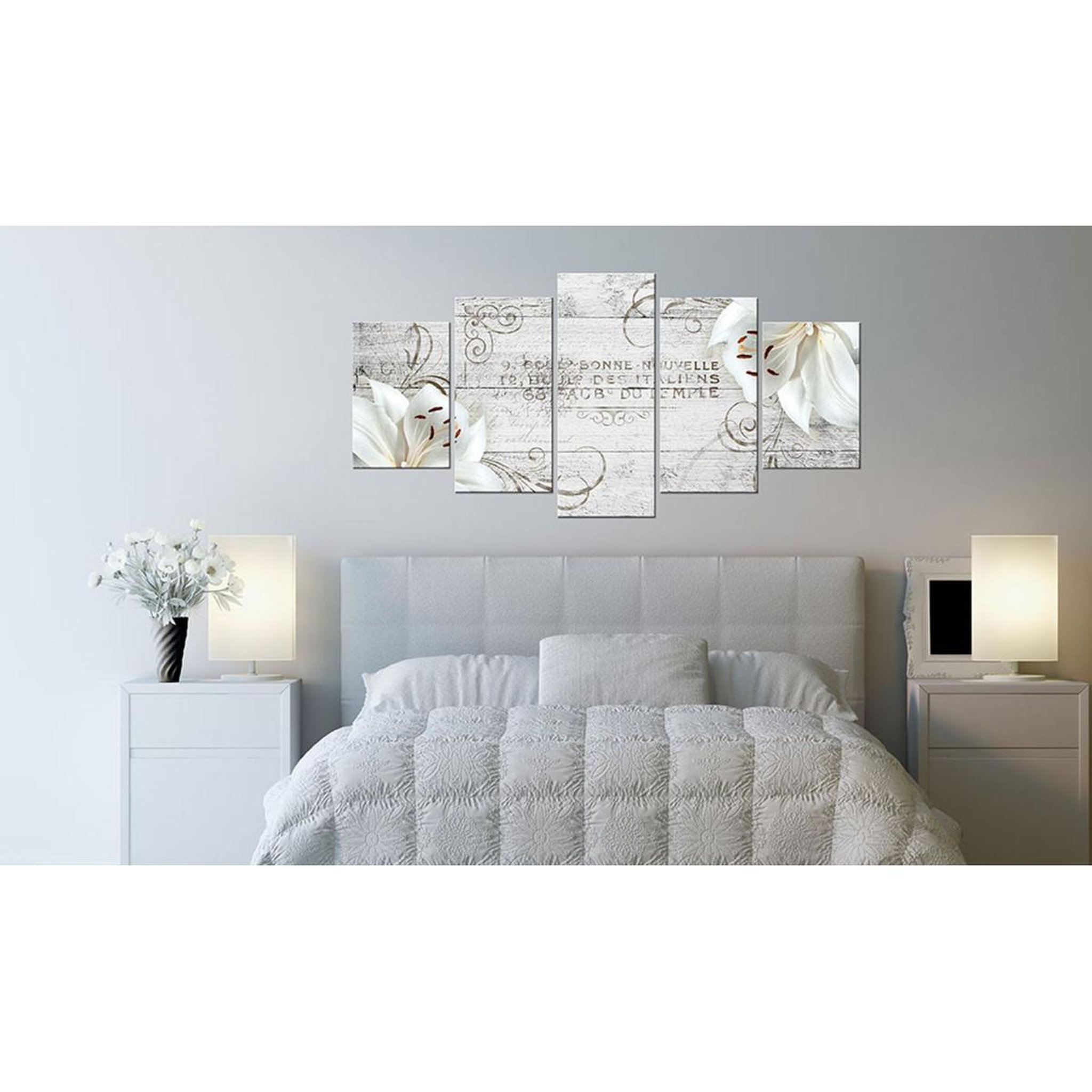 Voir la diapositive 2 : Paris Prix Tableau imprimé  white lilies on wood