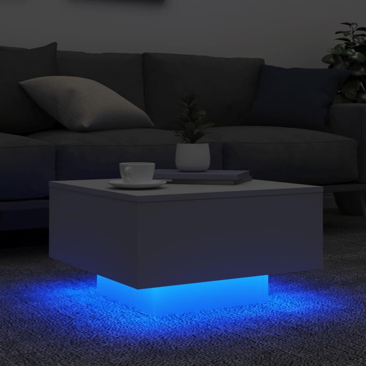 VIDAXL Table basse avec lumieres LED blanc 55x55x31 cm
