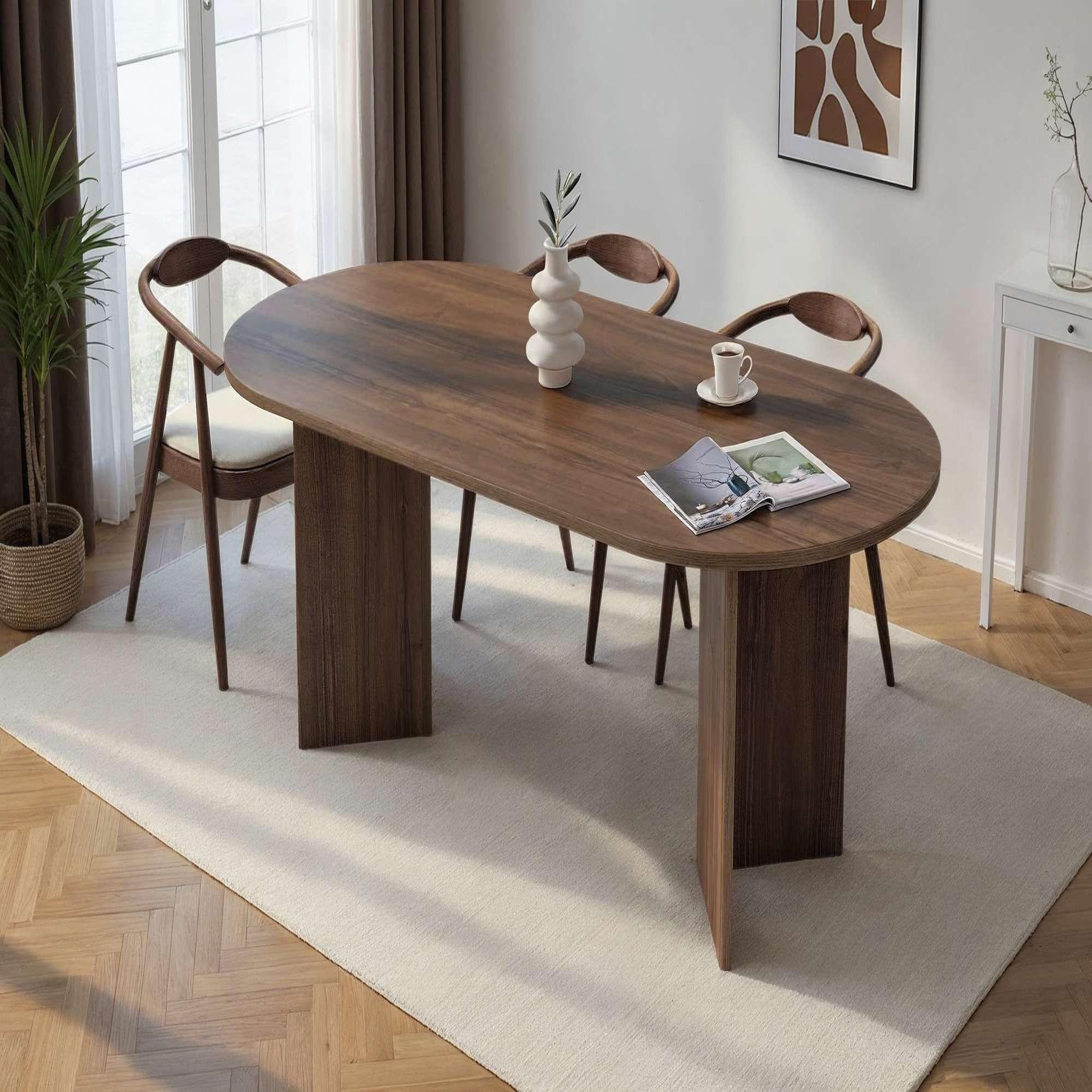 Voir la diapositive 2 : Habitat et Jardin Table à manger en bois  sabella  200 x 90 x 75 cm - noyer