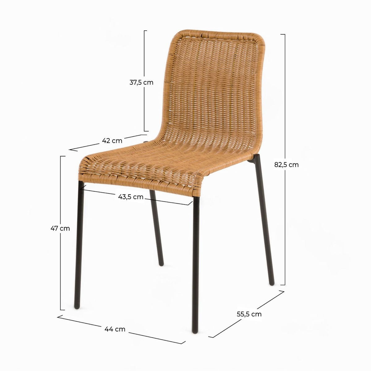 MAISON PAVANE Lot de 2 chaises intérieur/extérieur en résine tressée naturelle-Sirivara