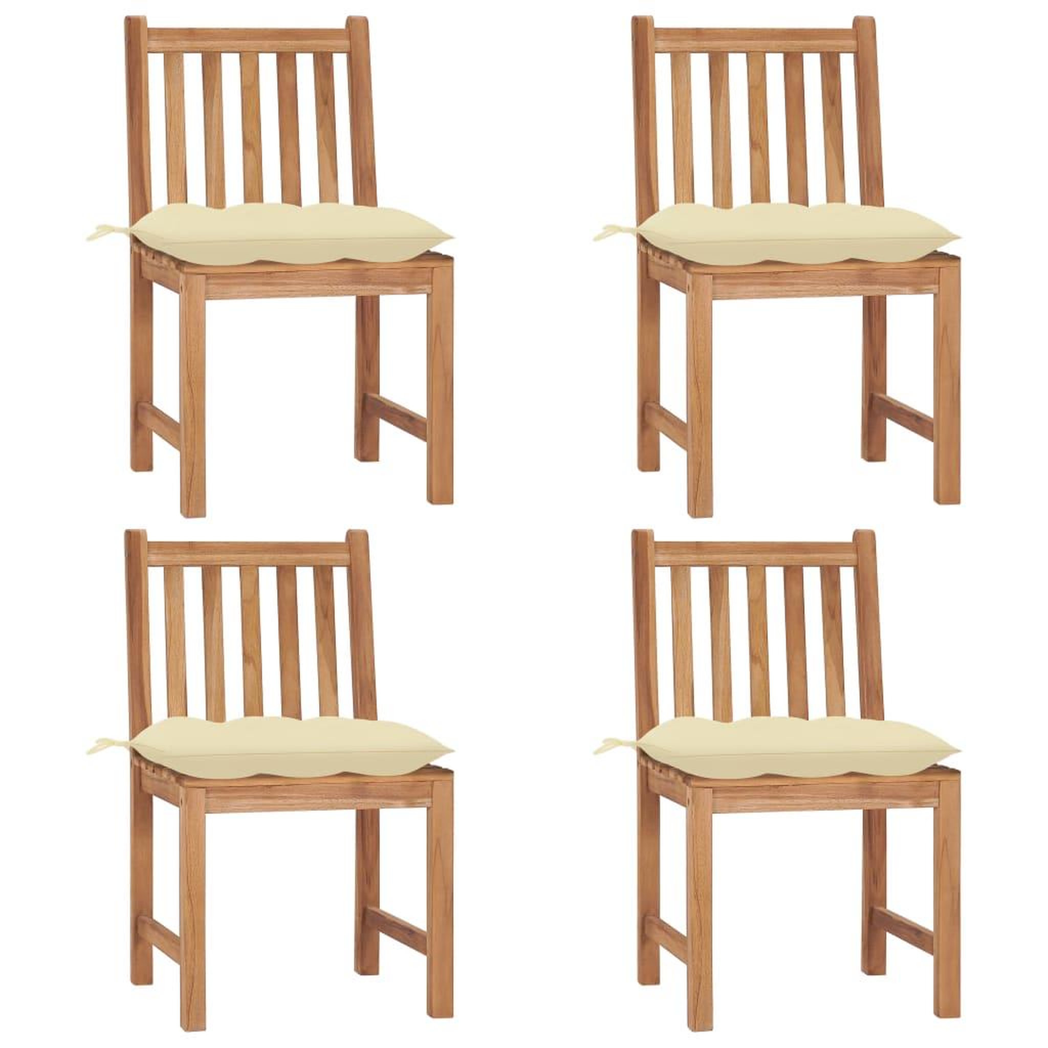Voir la diapositive 1 : VIDAXL Chaises de jardin lot de 4 avec coussins Bois de teck massif