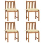 VIDAXL Chaises de jardin lot de 4 avec coussins Bois de teck massif