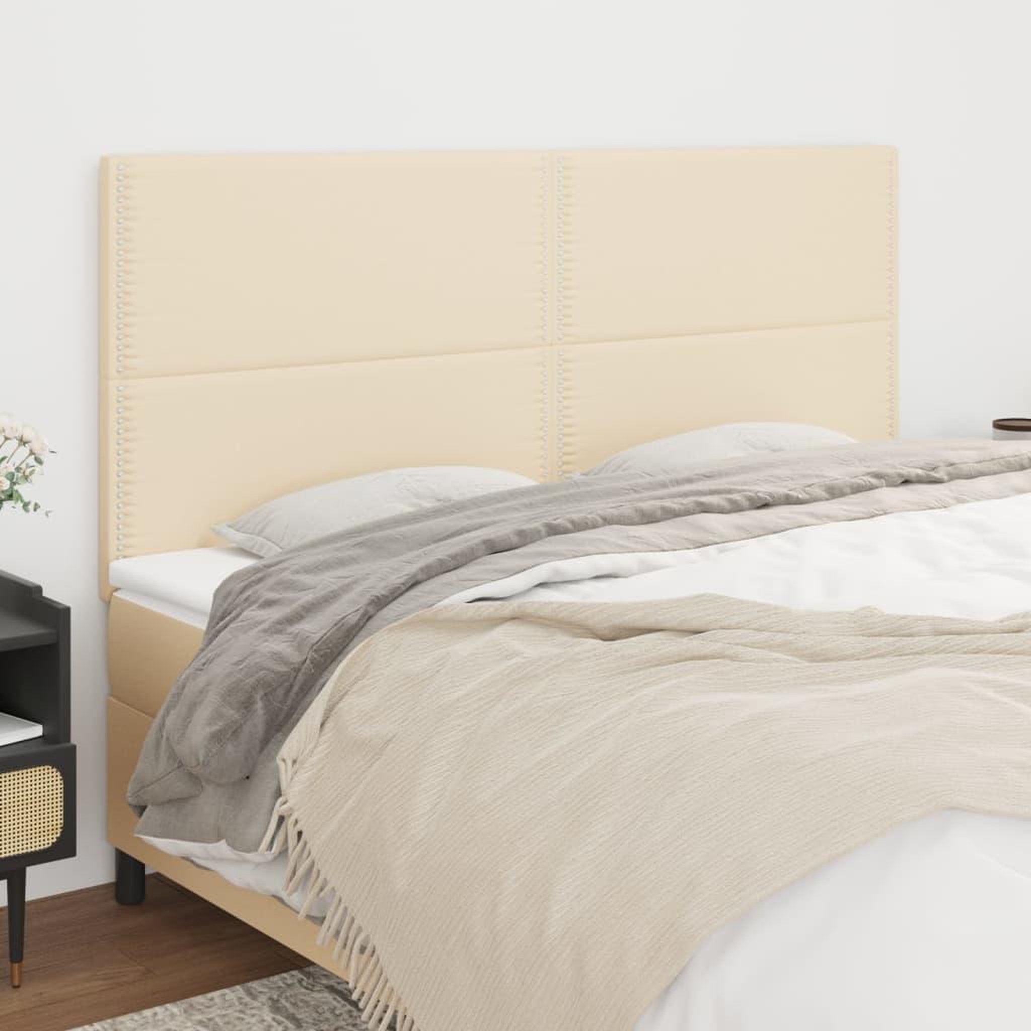 Voir la diapositive 1 : VIDAXL Tetes de lit 4 pcs Creme 100x5x78/88 cm Tissu