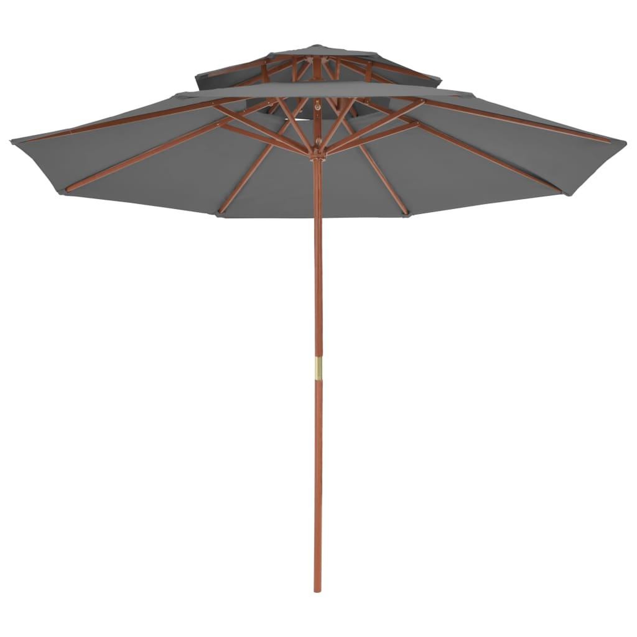 Voir la diapositive 3 : VIDAXL Parasol a deux etages avec mat en bois 270 cm anthracite