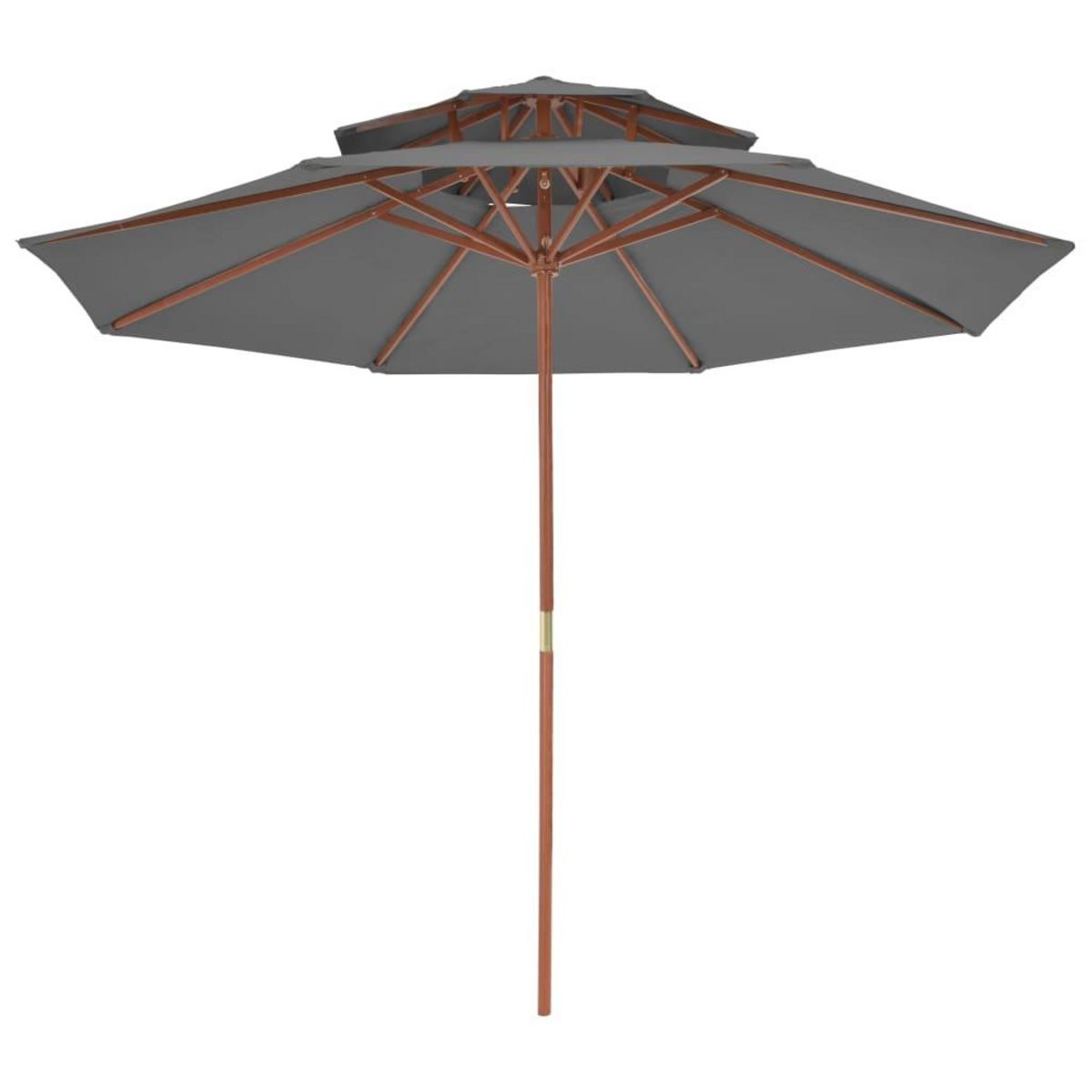VIDAXL Parasol a deux etages avec mat en bois 270 cm anthracite