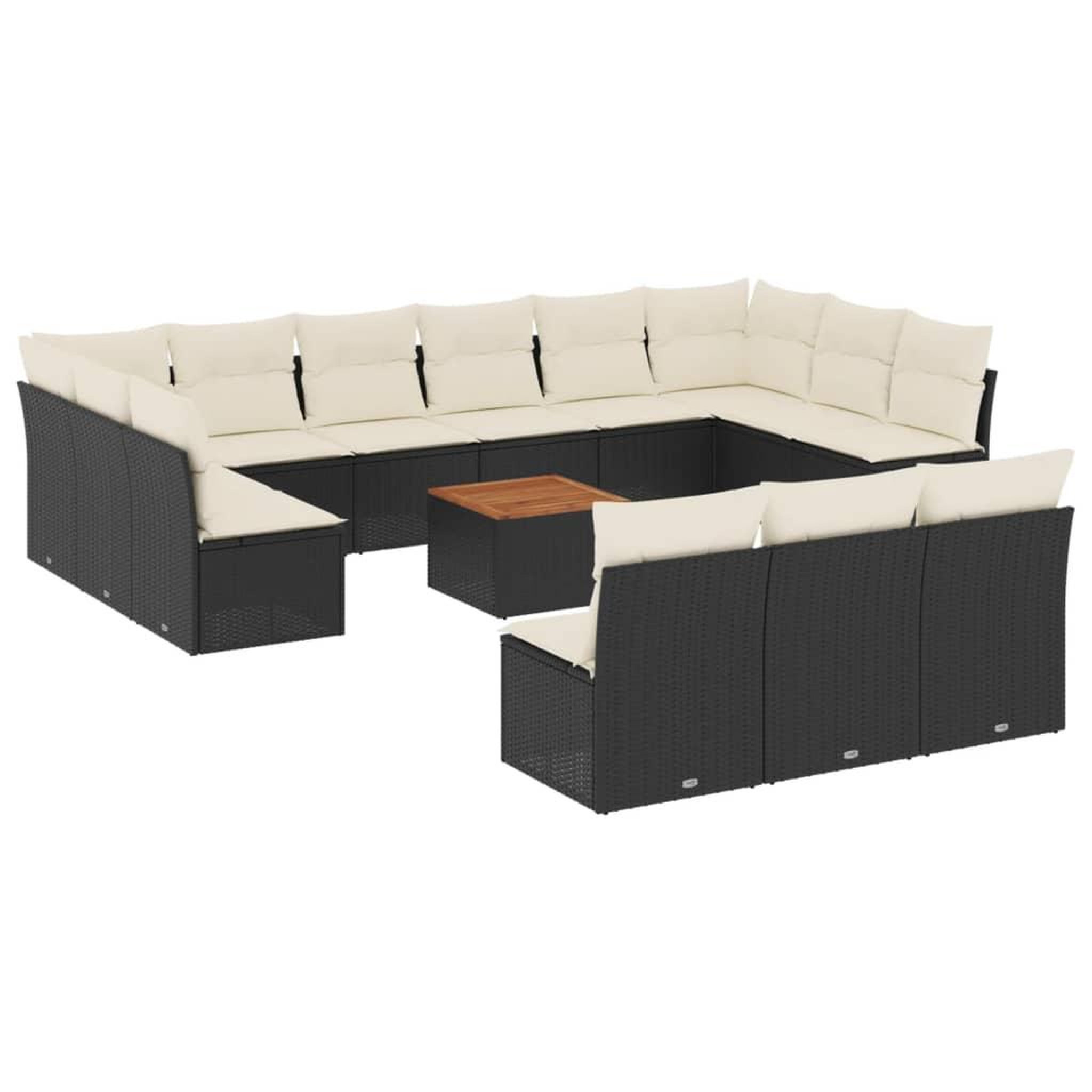 Voir la diapositive 2 : VIDAXL Salon de jardin avec coussins 14 pcs noir resine tressee