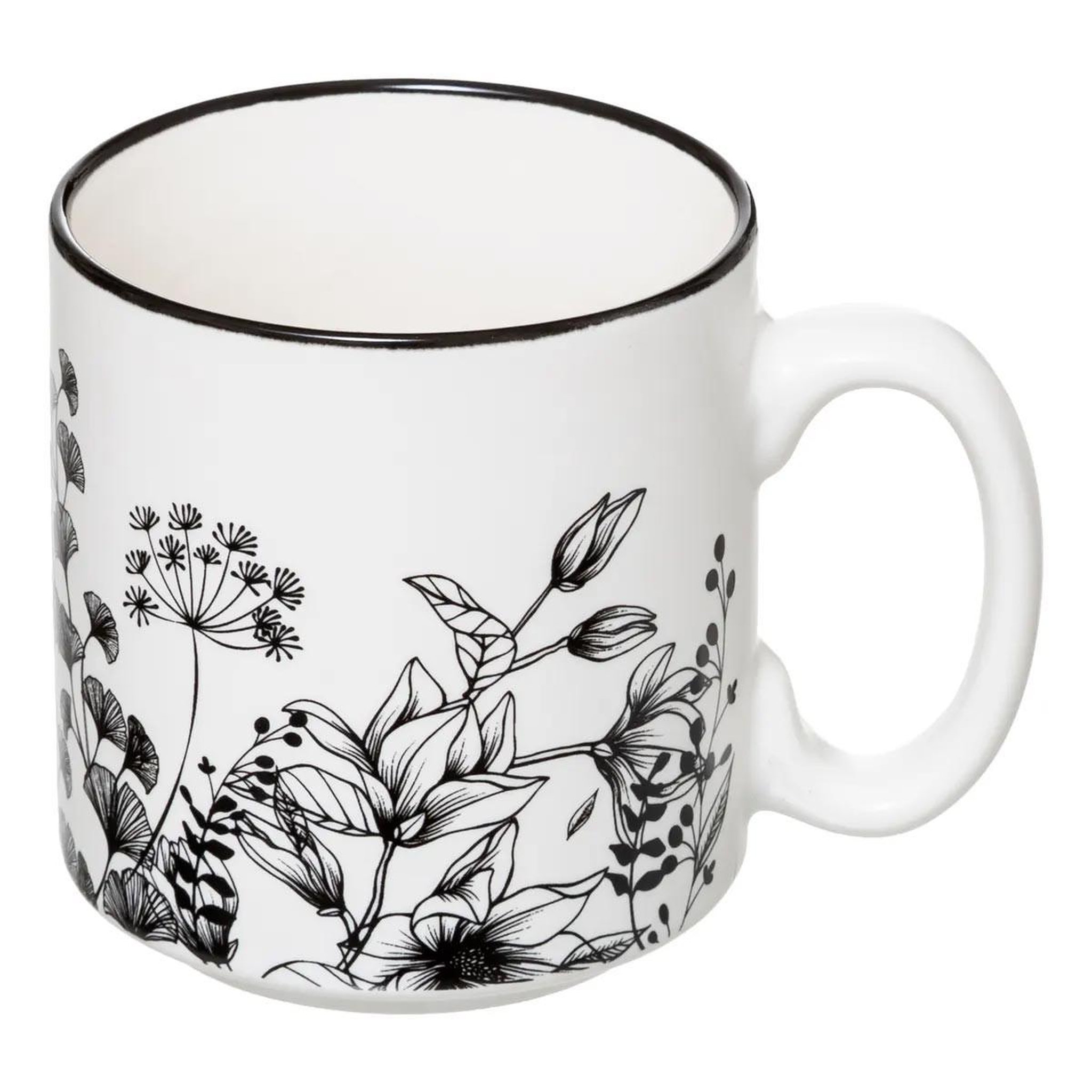 Voir la diapositive 3 : SECRET DE GOURMET Lot de 4 mugs sur rack  white floral  24cl blanc