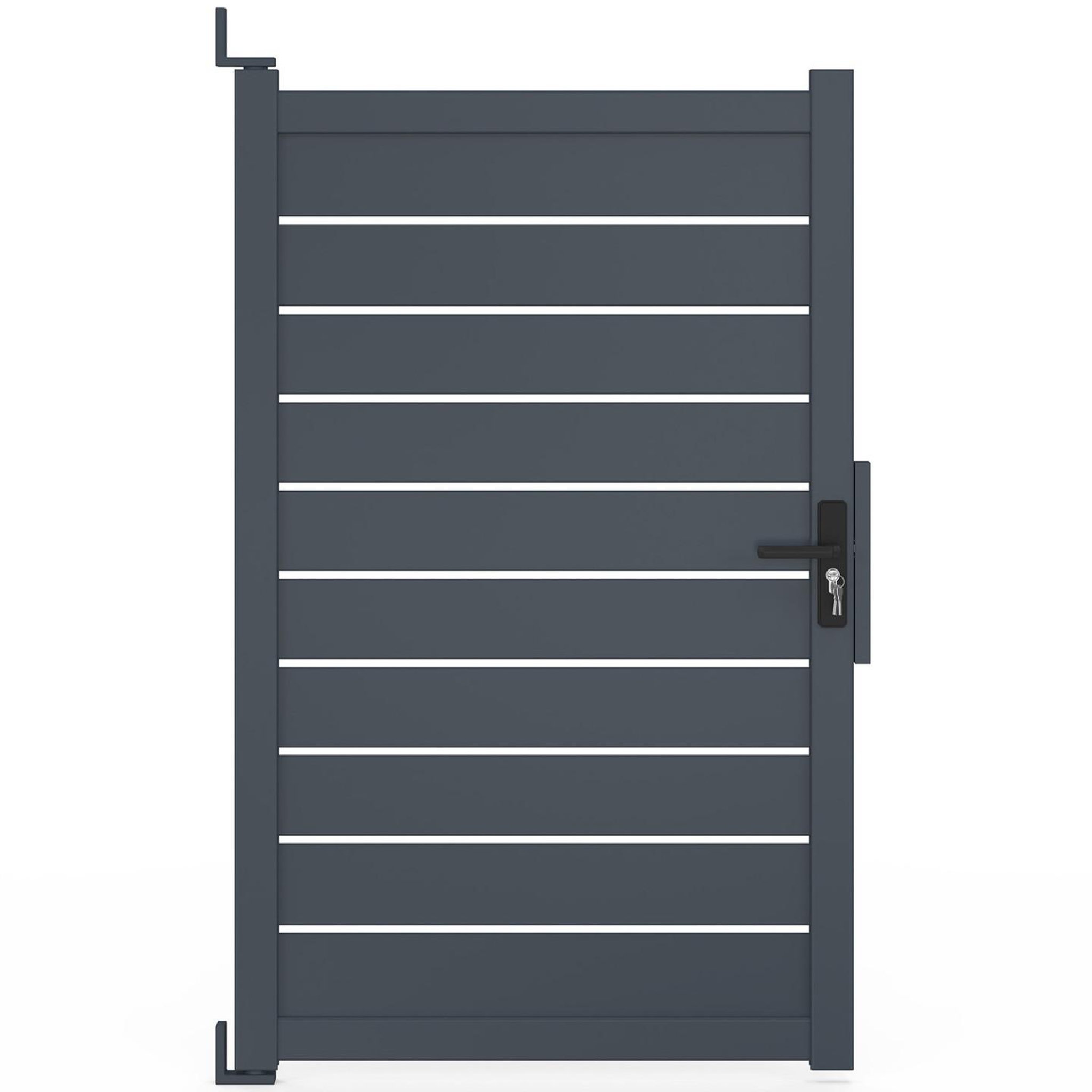 Voir la diapositive 3 : ID MARKET Portillon 100x160 cm en aluminium ajouré gris anthracite
