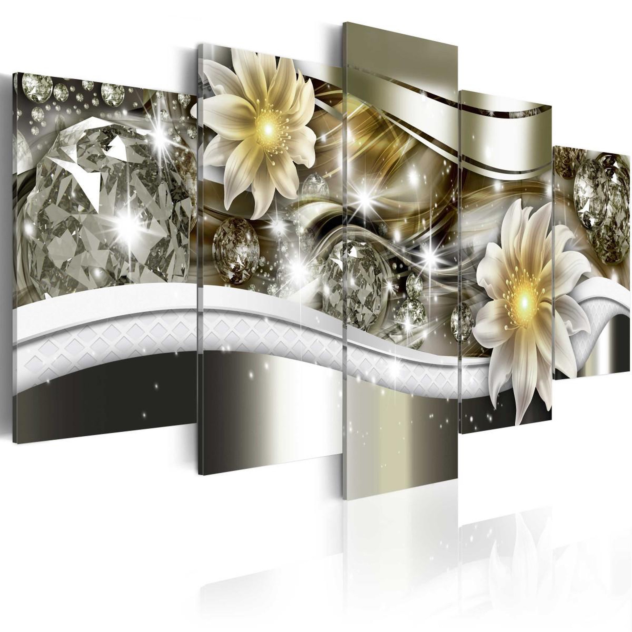 Paris Prix Tableau imprimé  vague florale. Coloris disponibles : Multicolore