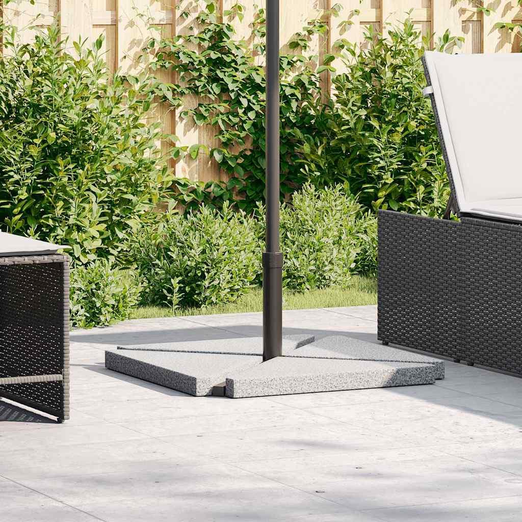 Voir la diapositive 4 : VIDAXL Plaques de poids de parasol 4 pcs triangulaire granit gris 14kg