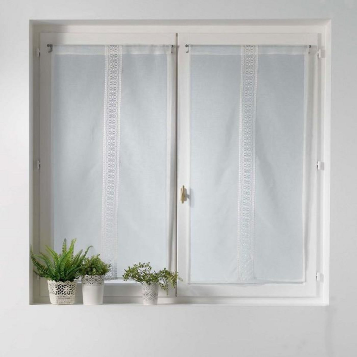 Paris Prix Paire de Voilages  Crochettina  60x90cm Blanc