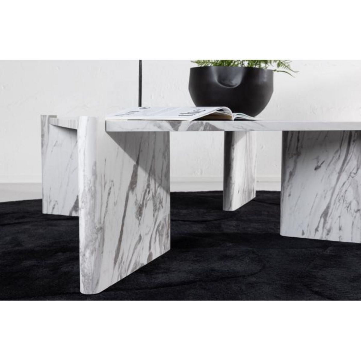 Paris Prix Table Basse Effet Marbre  Rogaland  100cm Blanc