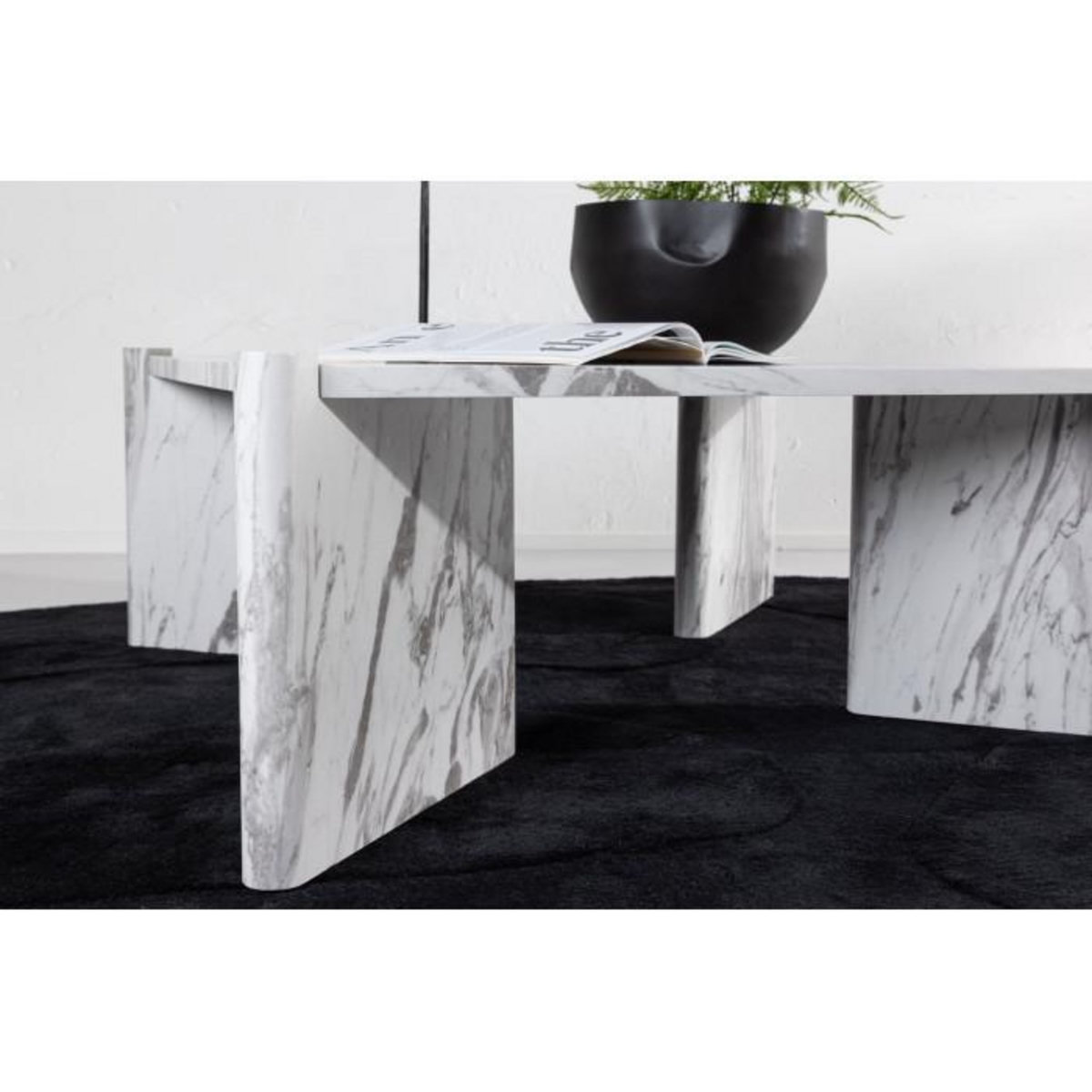 Paris Prix Table Basse Effet Marbre  Rogaland  100cm Blanc