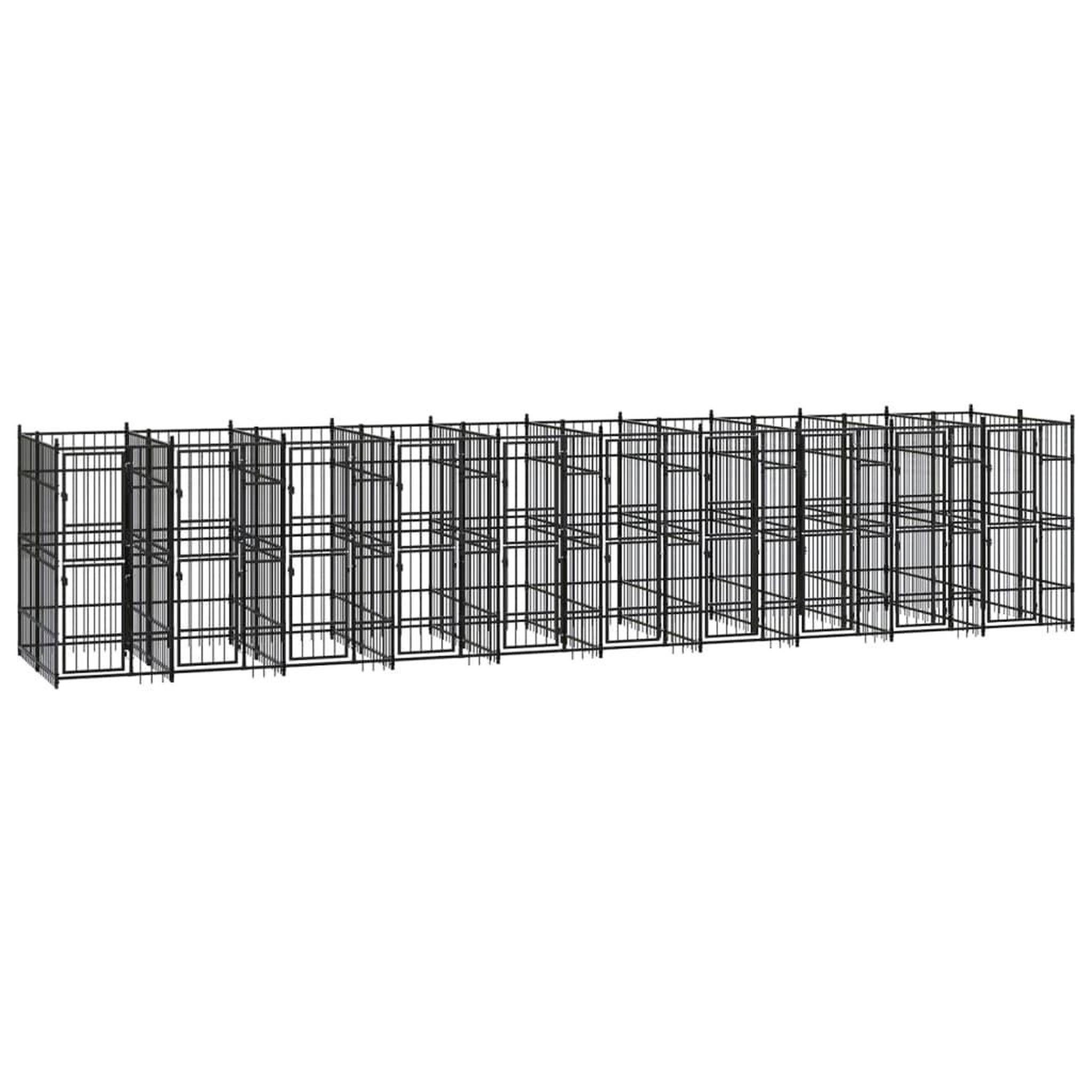 VIDAXL Chenil d'exterieur pour chiens Acier 18,43 m²