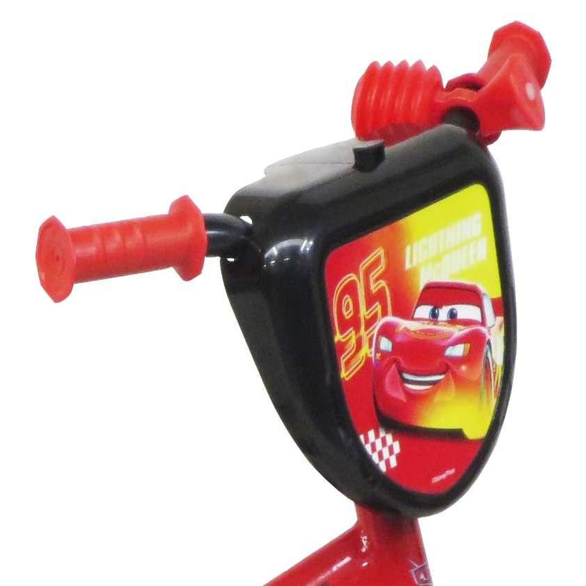 Voir la diapositive 3 : Disney Cars Vélo enfant - Modèle 10'' Cars pour enfant de 75/90 cm avec stabilisateurs - Plaque décorative avant & garde boues
