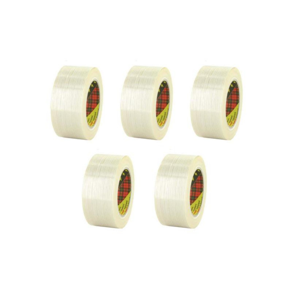 3M Lot de 5 rubans adhésifs armés 3M - Transparent - 50mm - 8956-50