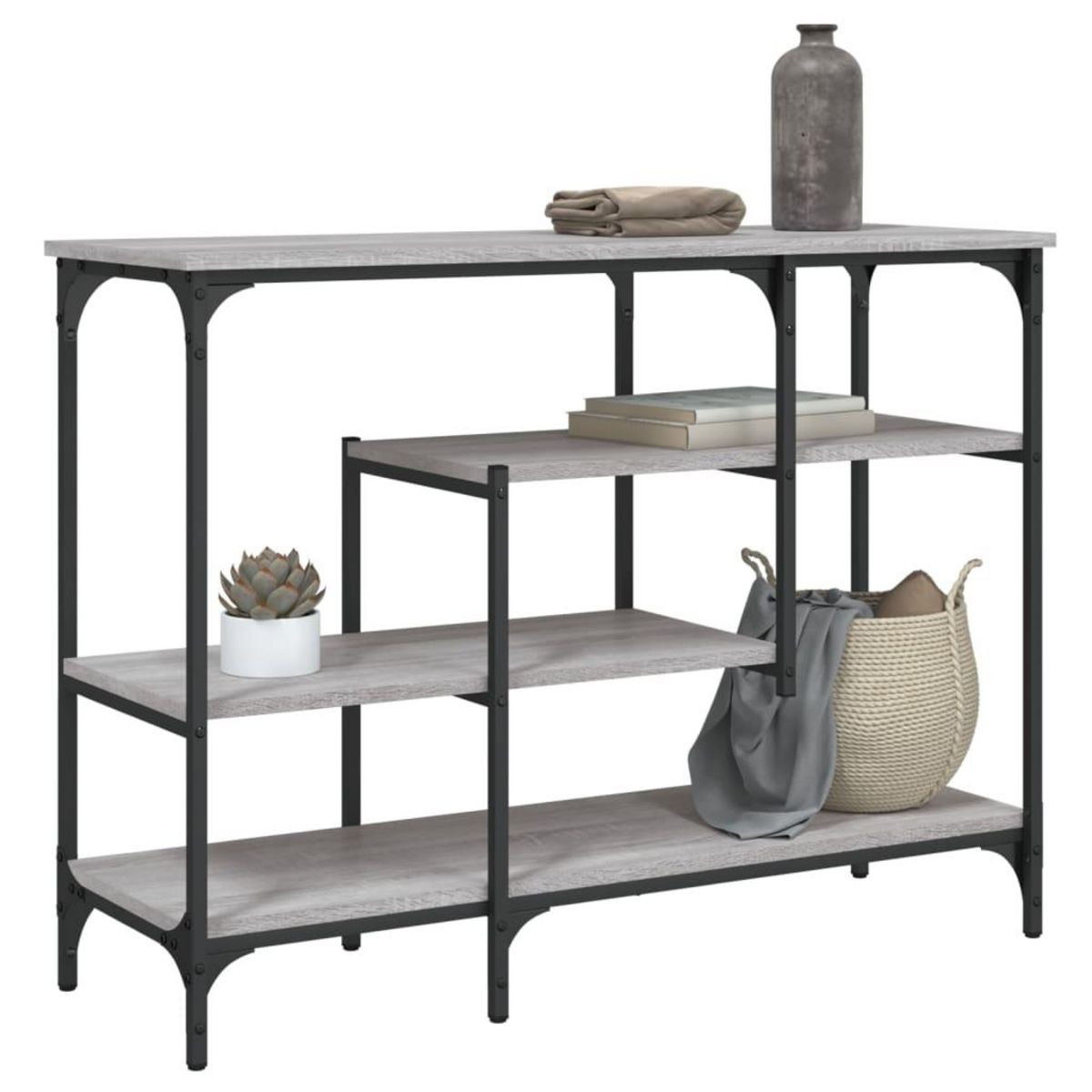 VIDAXL Table console avec etageres sonoma gris 100x35x75 cm