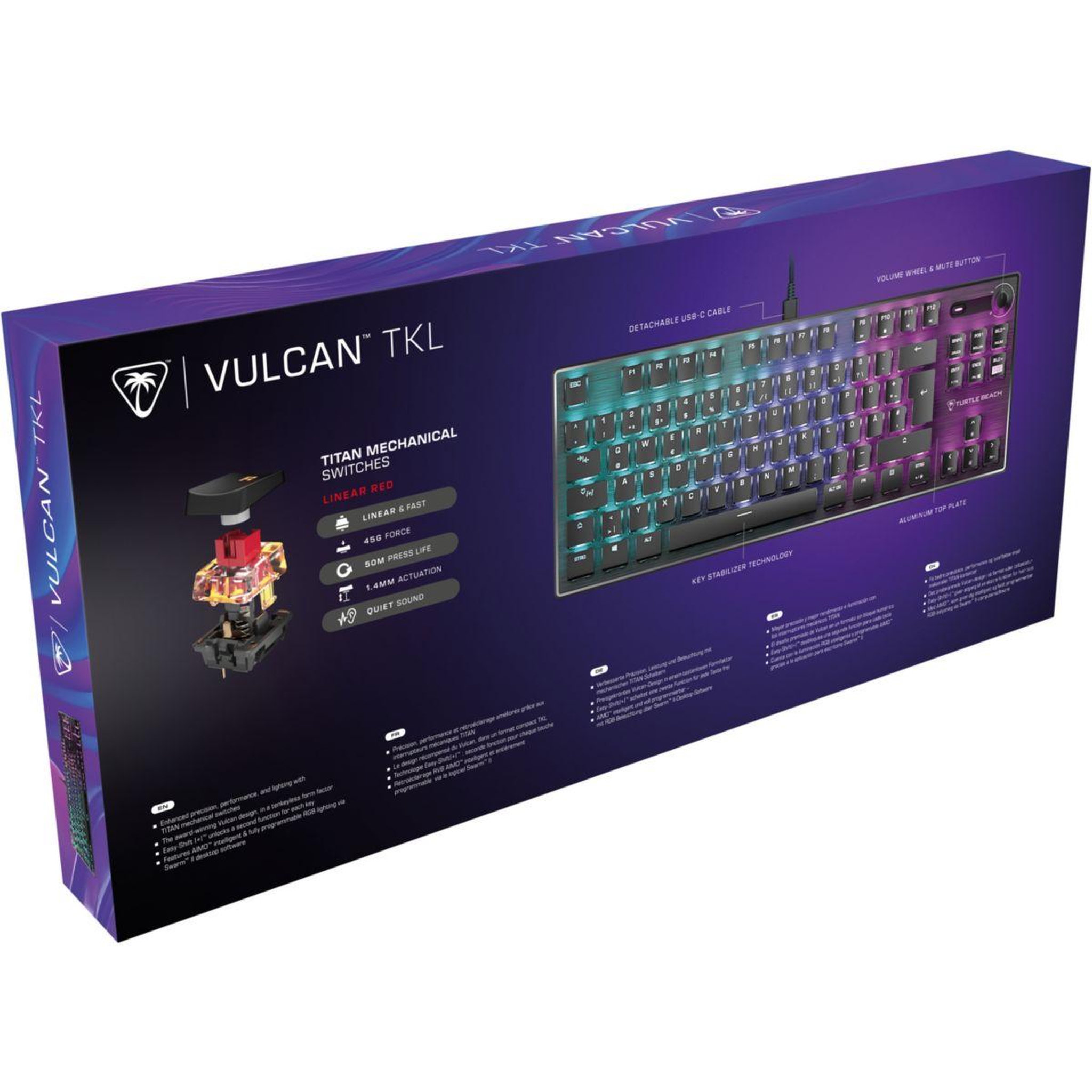 Voir la diapositive 3 : Turtle Beach Clavier gamer vulcan tkl aimo noir linear