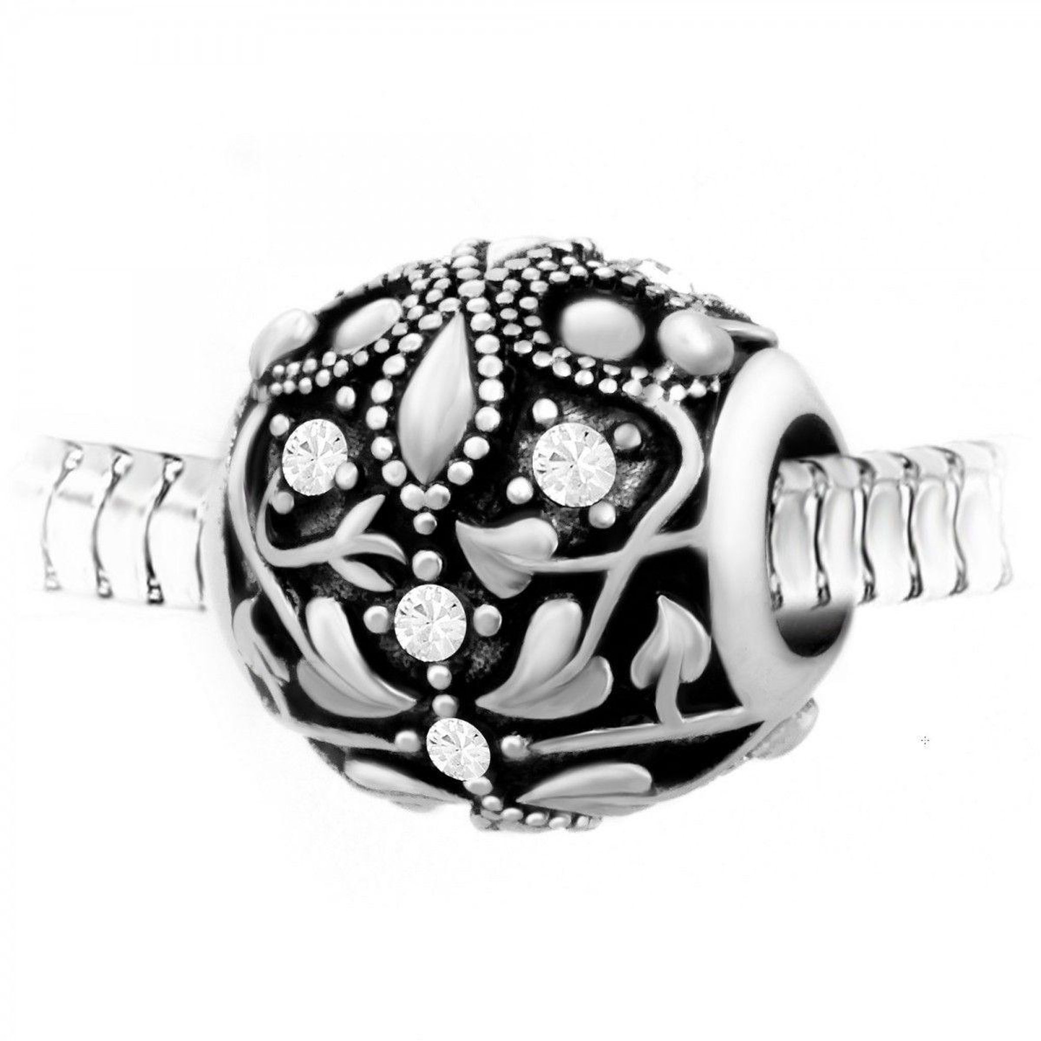 Voir la diapositive 2 : SC CRYSTAL Charm perle ornemental orné de cristaux et acier par SC Crystal