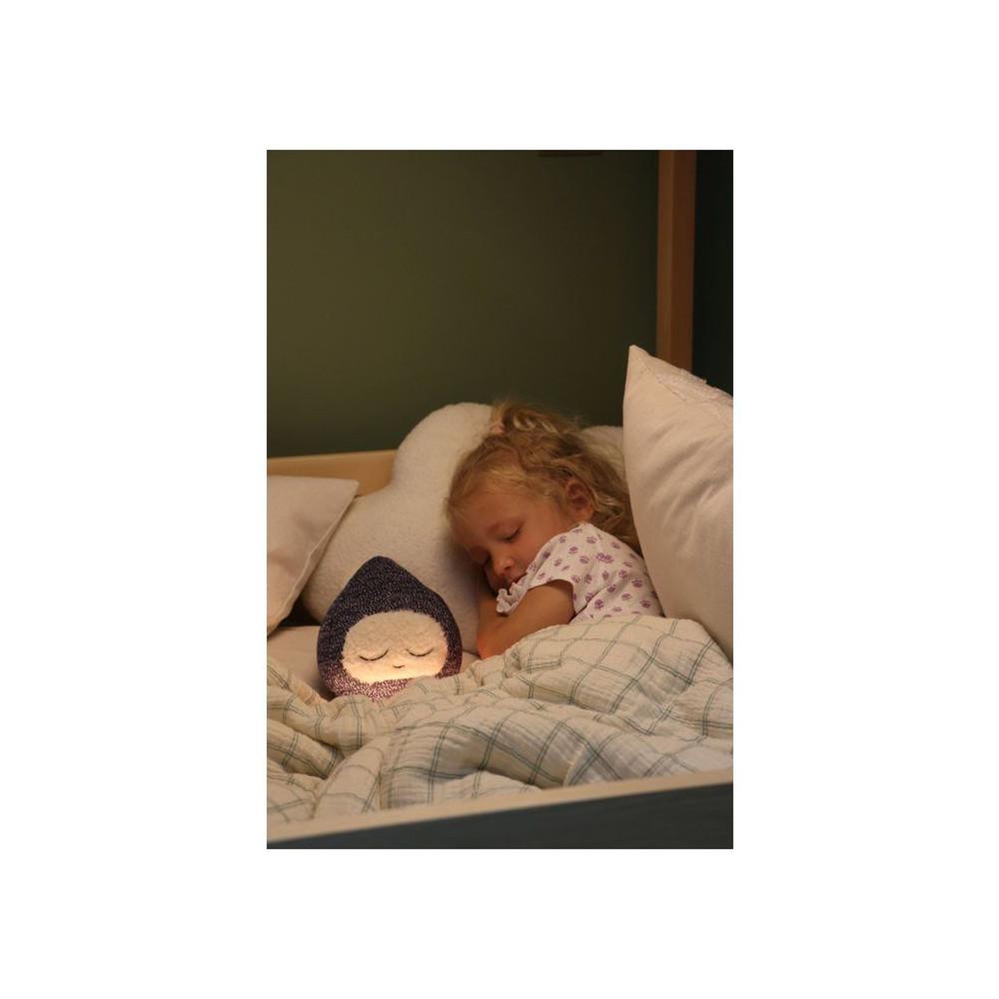 Voir la diapositive 6 : MORPHEE Jouet peluche pour bébé Gaby, activation aux pleurs, module sonore avec 6 sons apaisants, bruit blanc et battement de cœur, couleur bleu nuit et beige