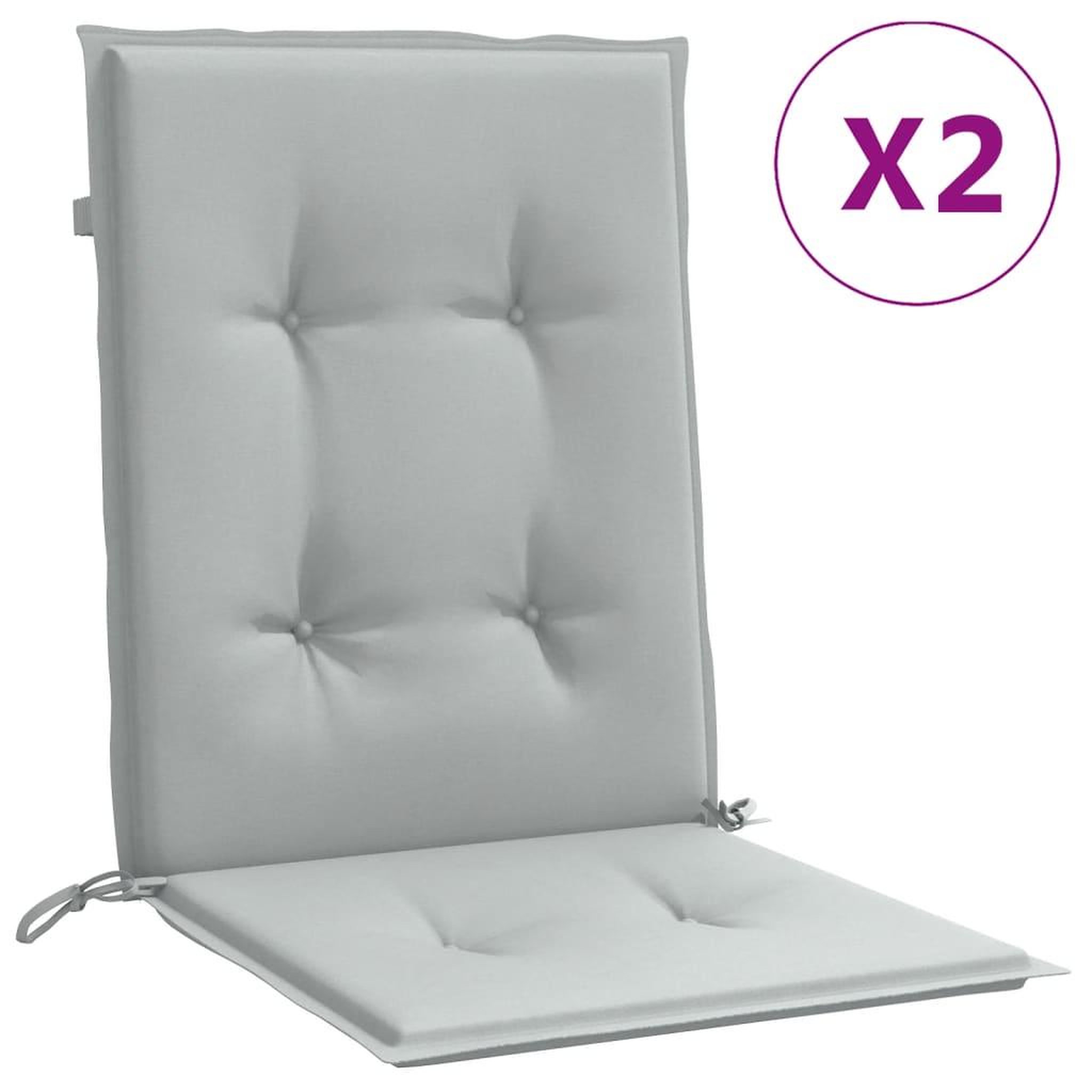Voir la diapositive 2 : VIDAXL Coussins de chaise a dossier bas lot de 2 gris clair melange