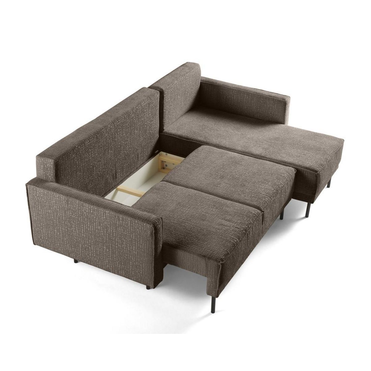 LISA DESIGN Charlie - canapé d'angle réversible 4 places - convertible avec coffre - en tissu velours relief