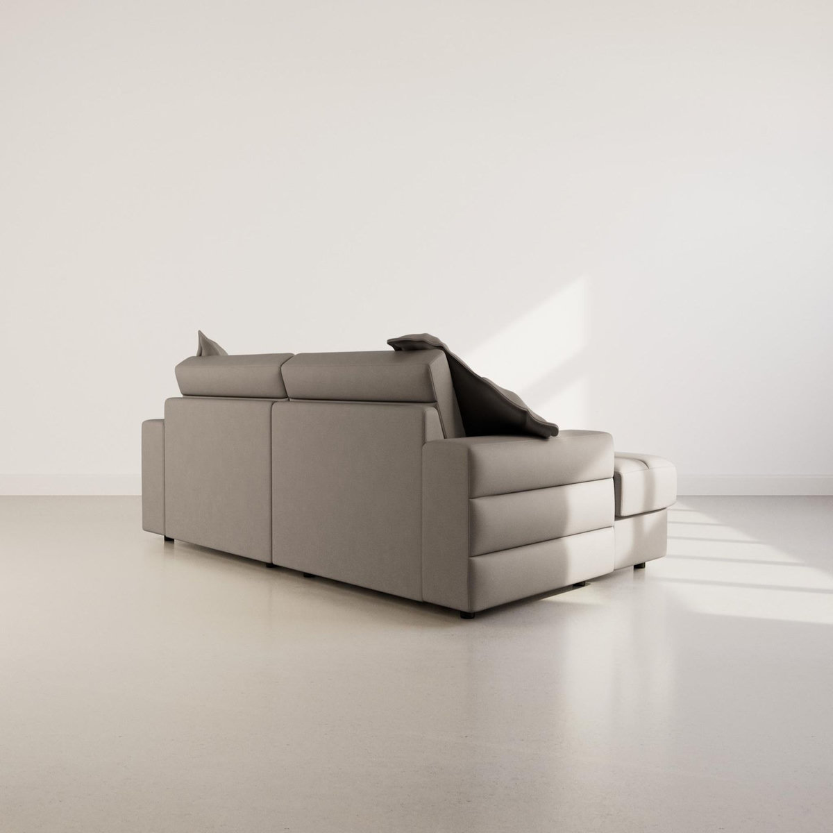 LISA DESIGN Loredana - canapé droit 4 places double méridienne - assise profonde - en tissu texturé