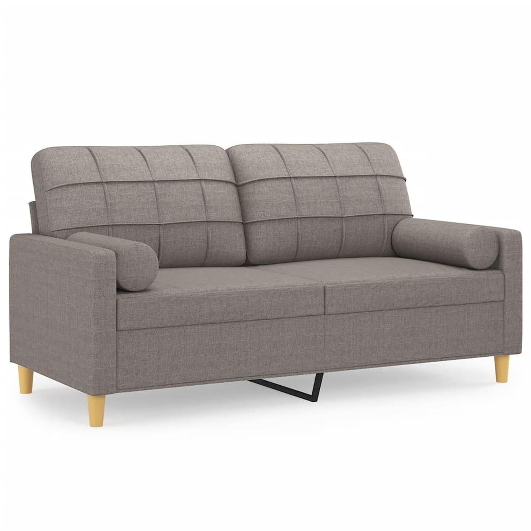 Voir la diapositive 2 : VIDAXL Canape 2 places avec oreillers decoratifs taupe 140 cm tissu