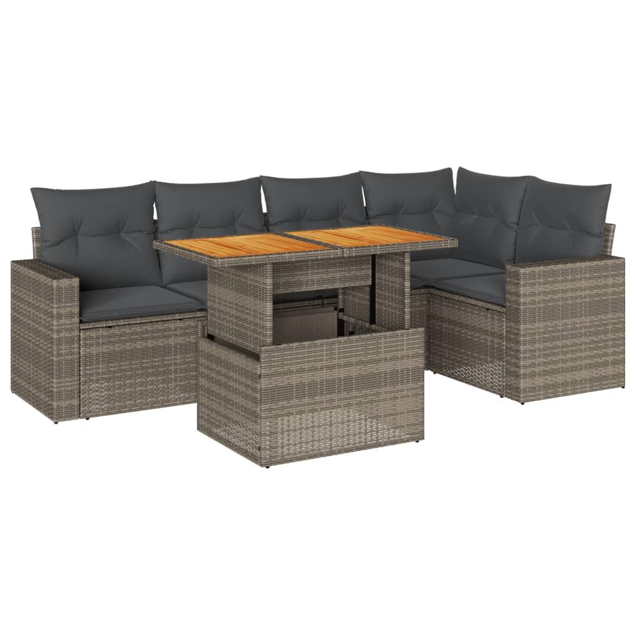 Voir la diapositive 2 : VIDAXL Salon de jardin 6 pcs avec coussins gris resine tressee