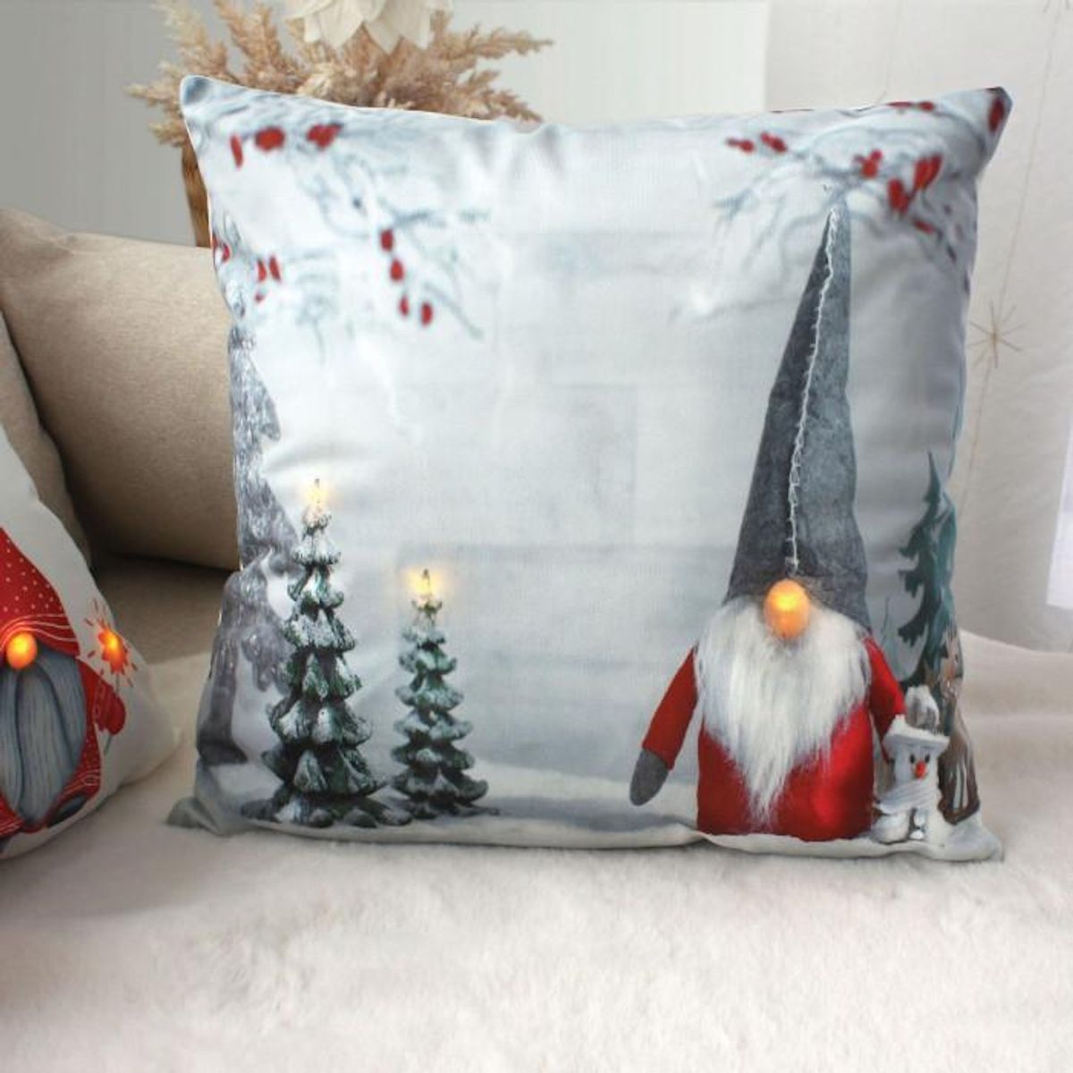 Paris Prix Coussin Déco de Noël LED  Gnome  40x40cm Multicolore