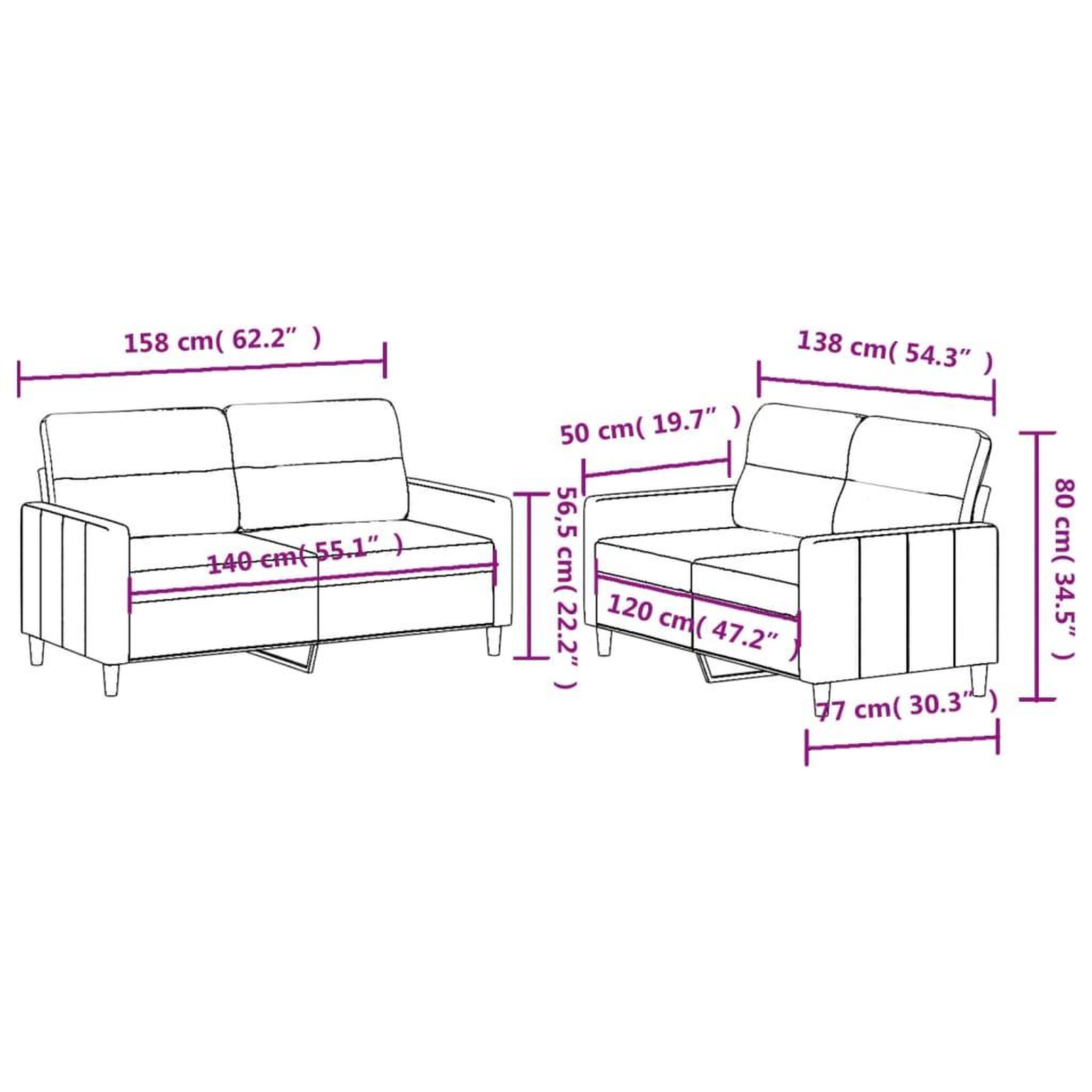 Voir la diapositive 6 : VIDAXL Ensemble de canapes 2 pcs avec coussins Taupe Tissu