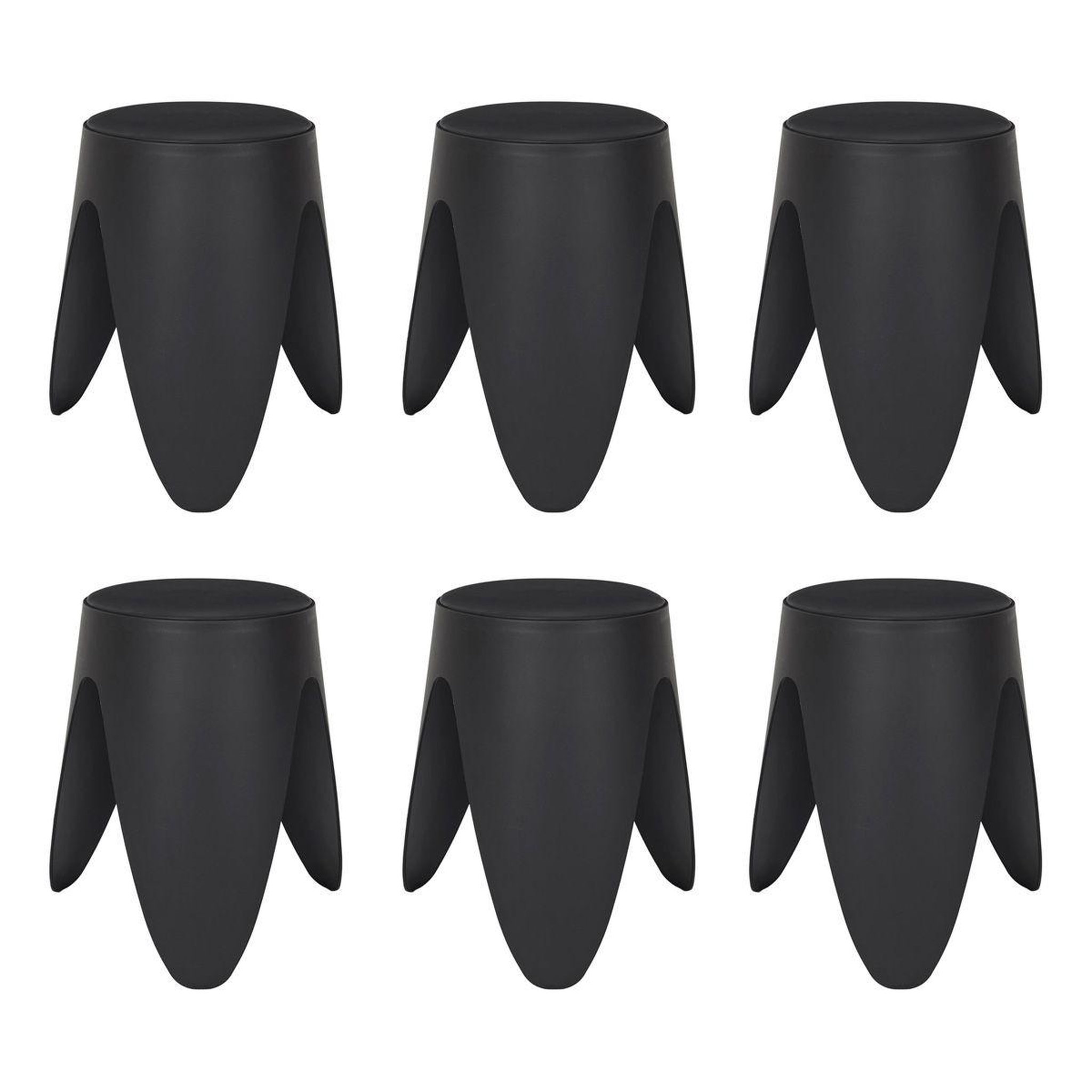 The Home Deco Factory Lot de 6 tabourets empilables  eve  46cm noir