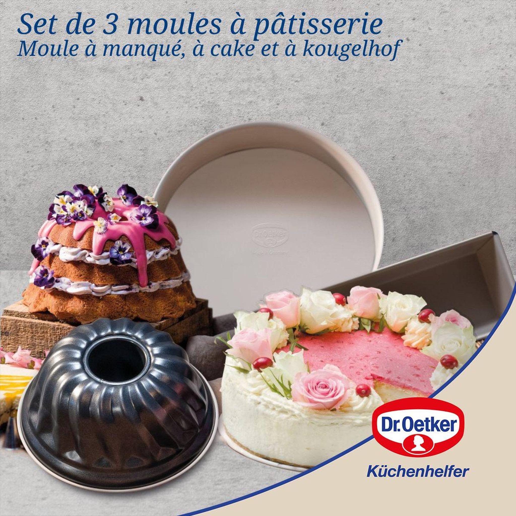 Voir la diapositive 2 : DR.OETKER Set de 3 moules à pâtisserie dr oetker back-trend