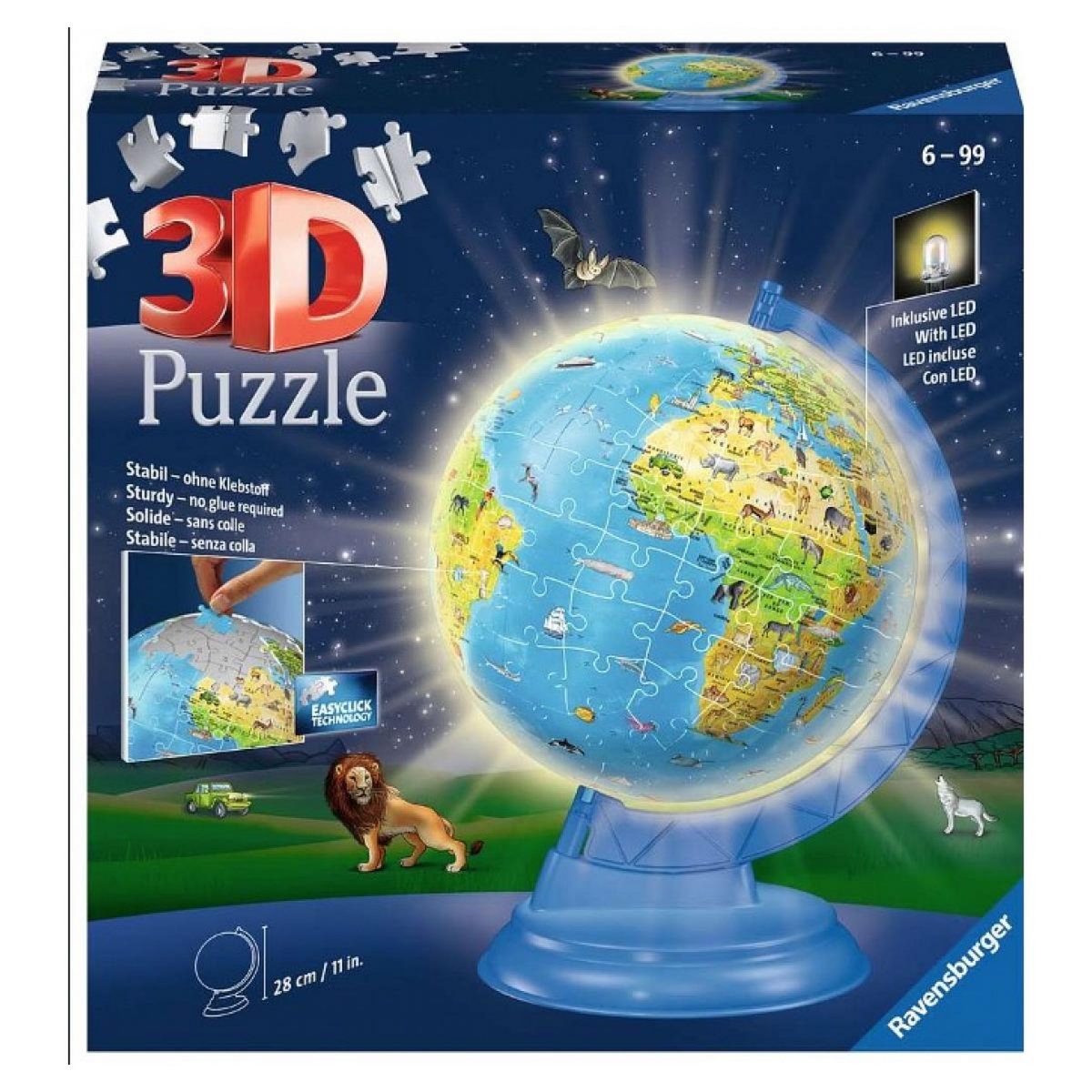 RAVENSBURGER Puzzle 3D Globe illumine 180p