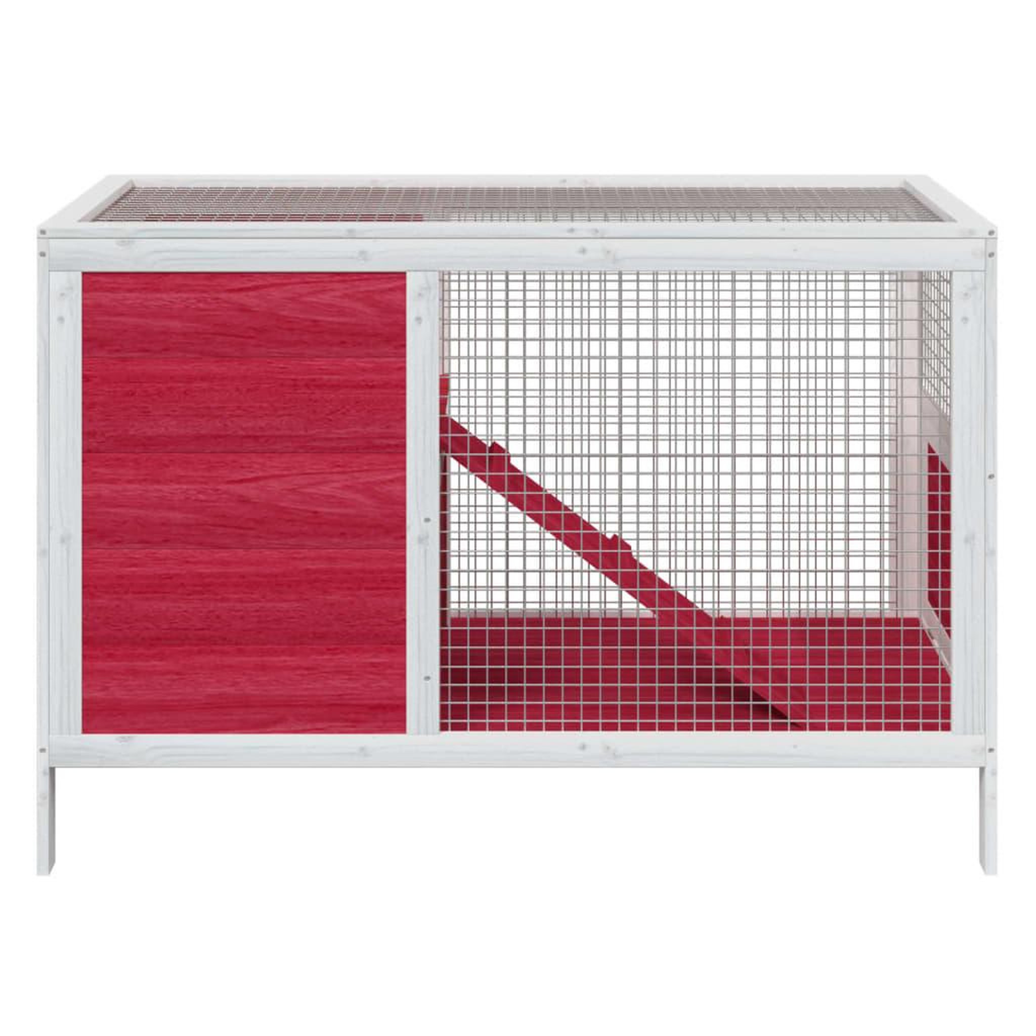 Voir la diapositive 3 : VIDAXL Clapier rouge 103x44x69,5 cm bois de pin massif