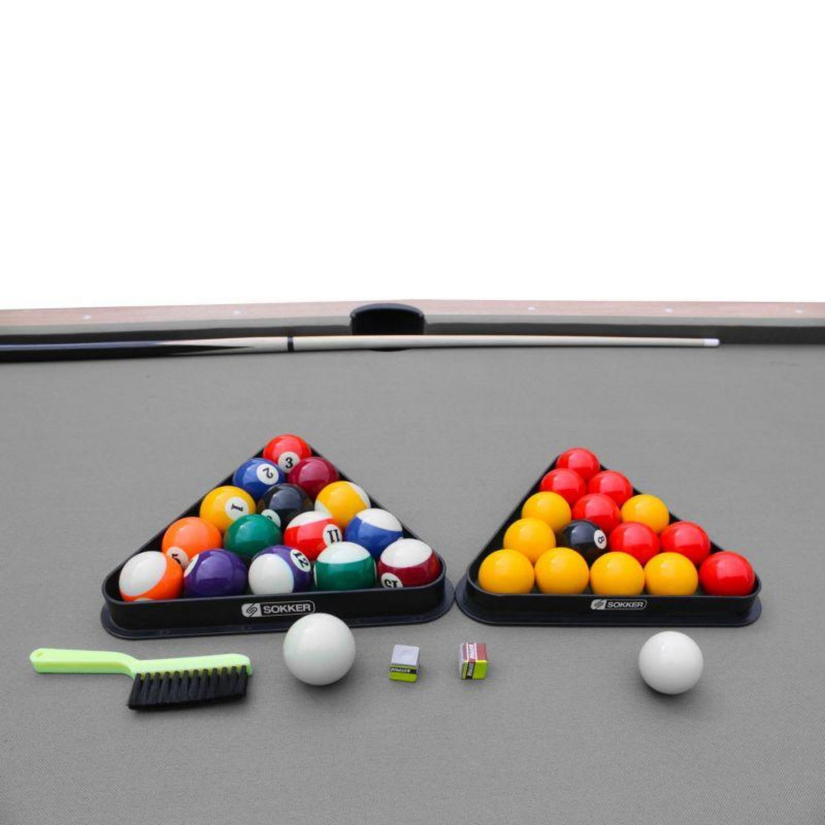 SOKKER Billard Américain convertible table 8 places KITBILL 7FT - 226 x 126,5 x 80 cm Plateau dînatoire et accessoires inclus - Beige