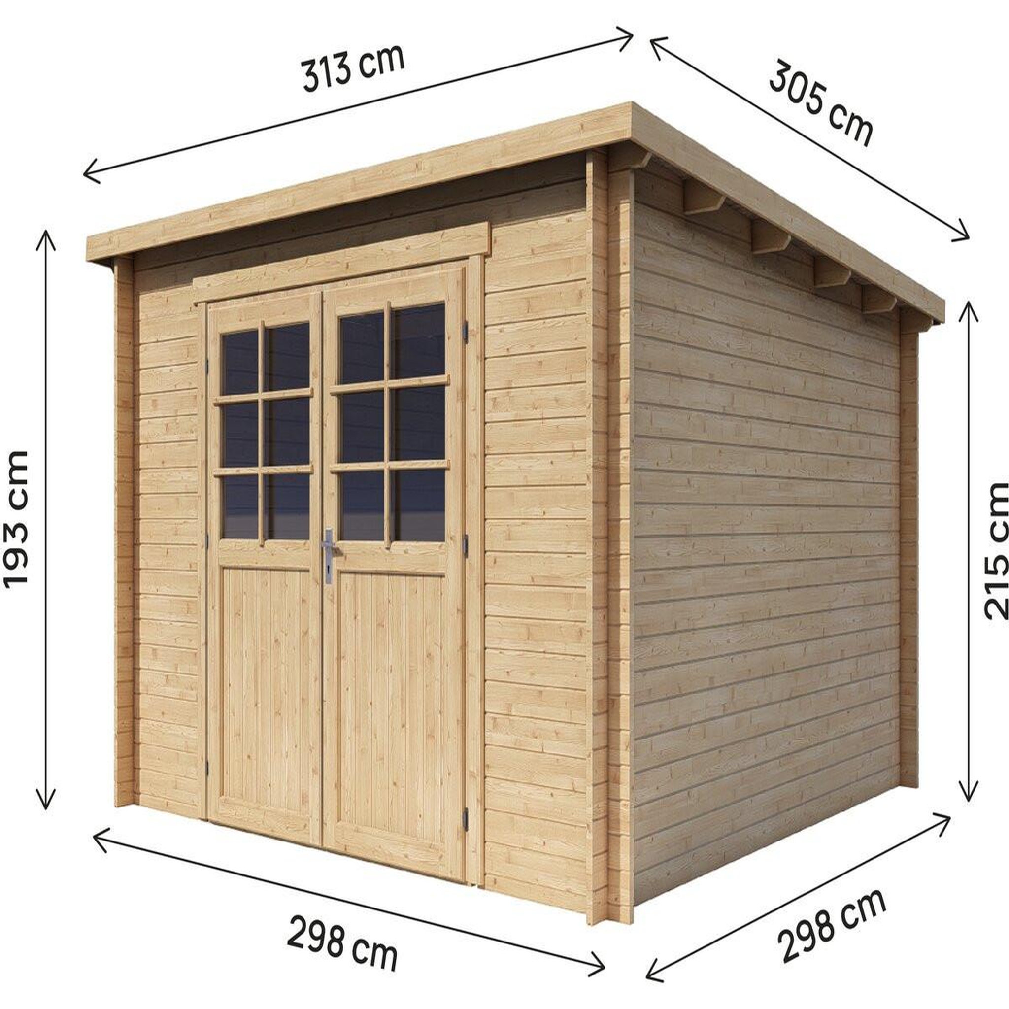 Voir la diapositive 3 : Habitat et Jardin Abri de jardin en bois monopente  rowan  - 9,5 m² - 28 mm - beige