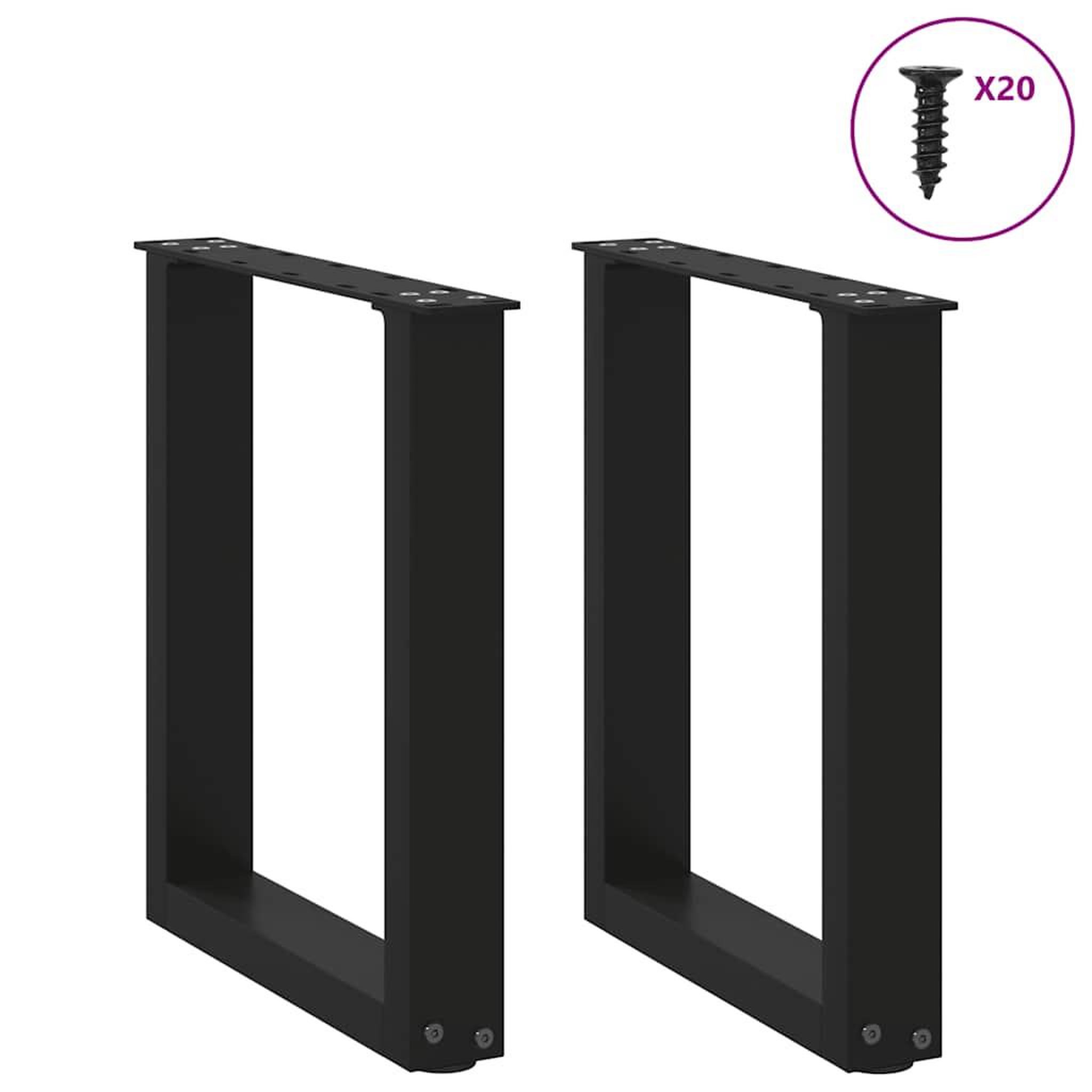 Voir la diapositive 3 : VIDAXL Pieds de table basse forme de U 2 pcs noir 38x(42-43) cm acier