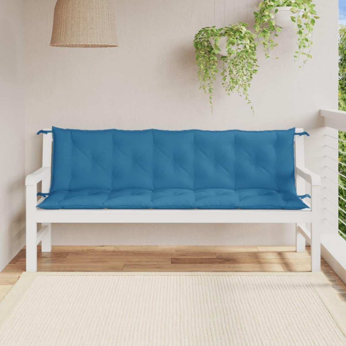 VIDAXL Coussins de banc de jardin lot de 2 bleu melange tissu