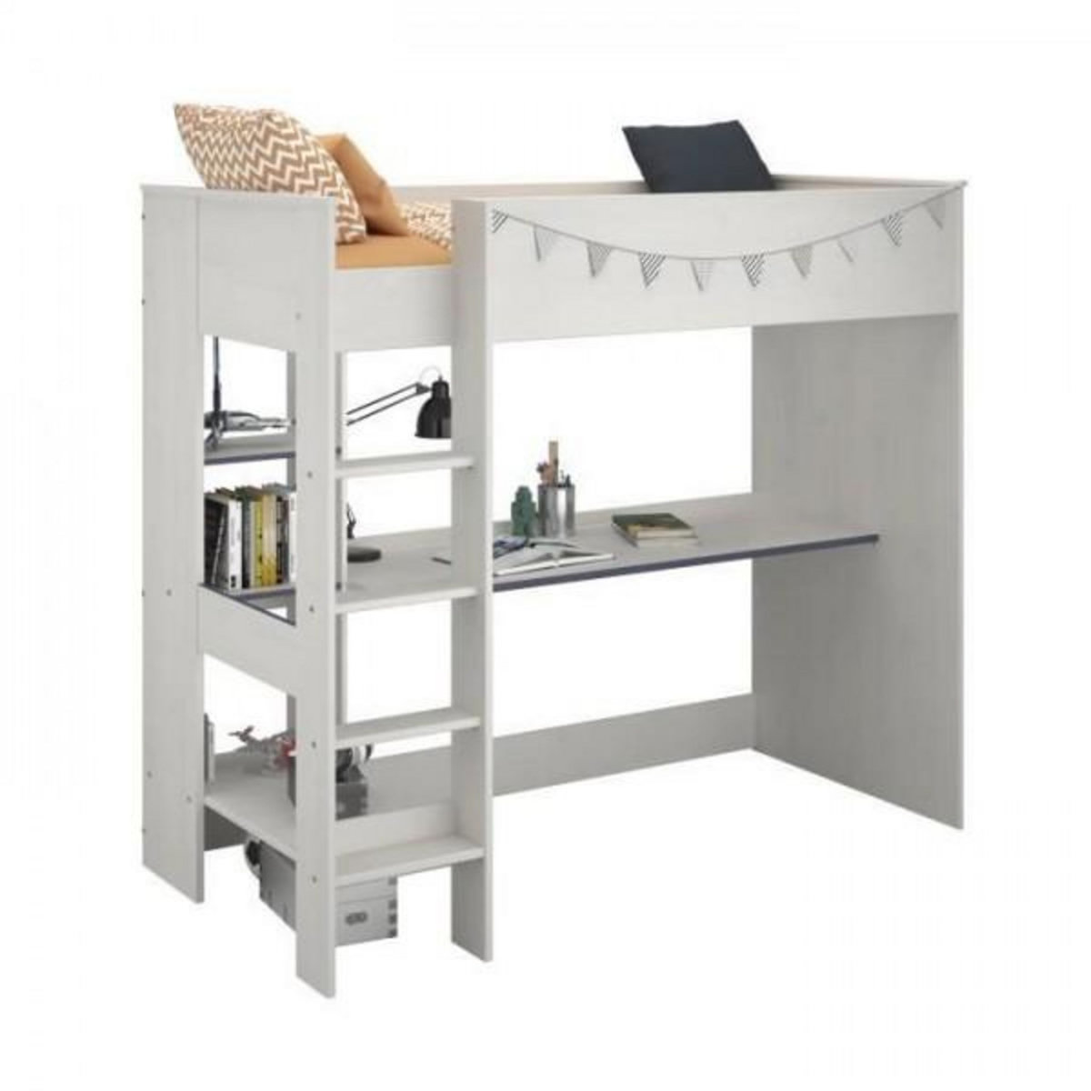 PARISOT PARISOT JIM Lit mezzanine enfant contemporain décor pin memphis et chant réversible bleu ou rose - l 90 x L 200 cm