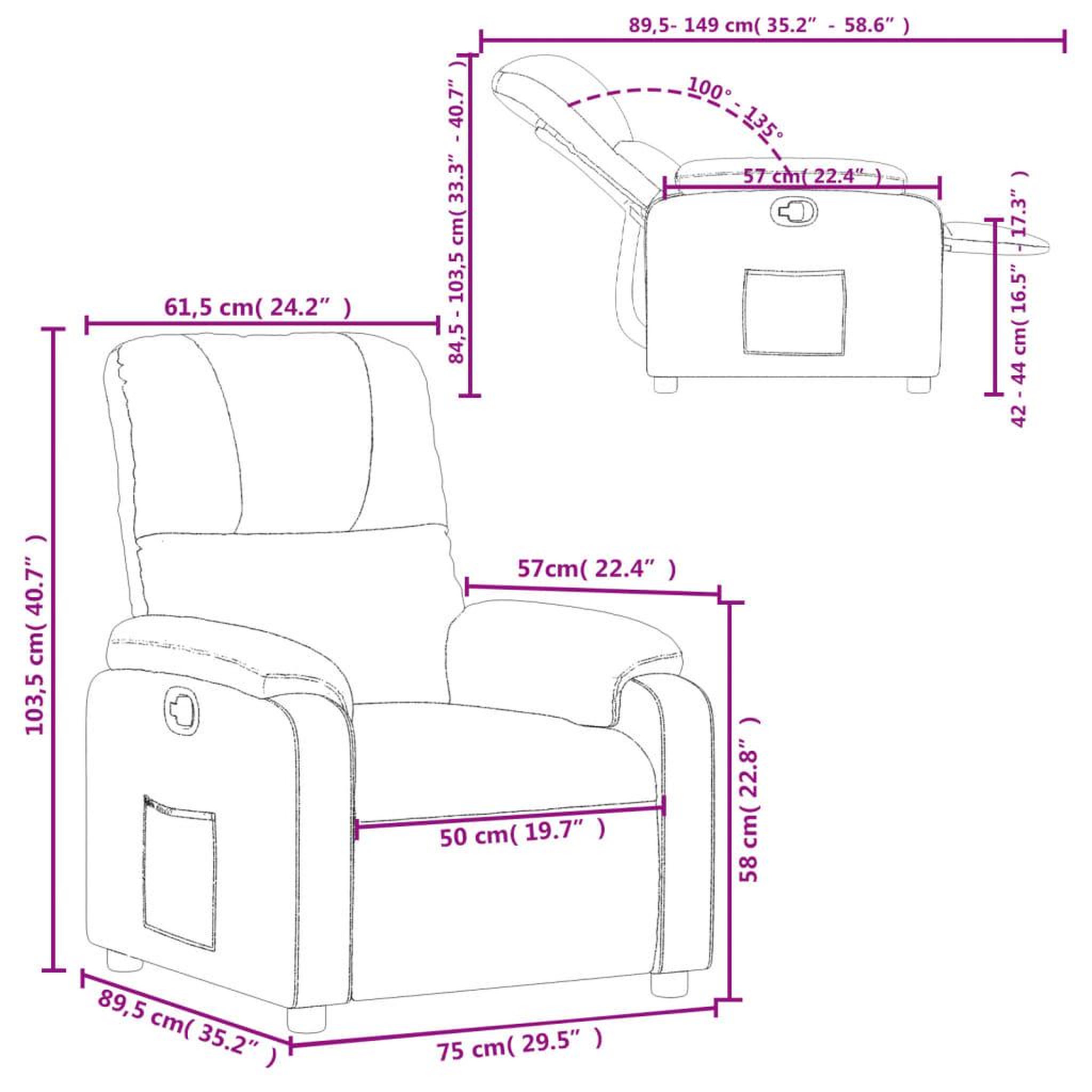 Voir la diapositive 6 : VIDAXL Fauteuil inclinable taupe tissu microfibre