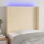 Voir la diapositive 1 : VIDAXL Tete de lit a LED Creme 103x16x118/128 cm Tissu